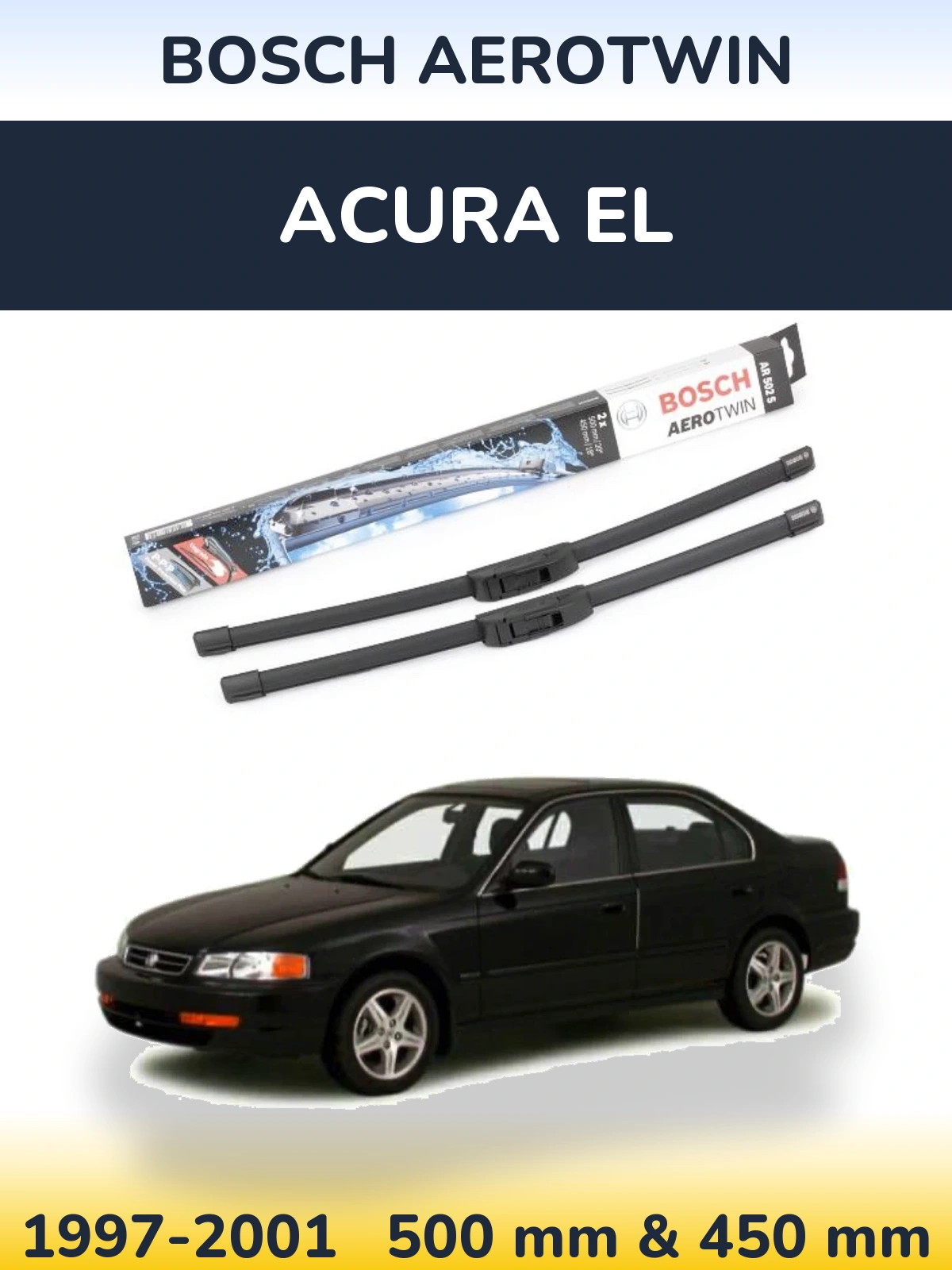 Комплект передних дворников BOSCH AeroTwin 500 & 450 мм для Acura EL 1997-2001