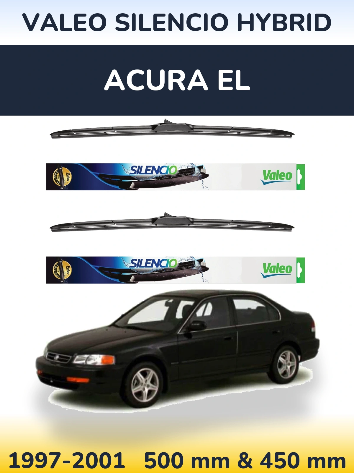 Комплект передних дворников Valeo Silencio Hybrid 500 & 450 мм для Acura EL 1997-2001