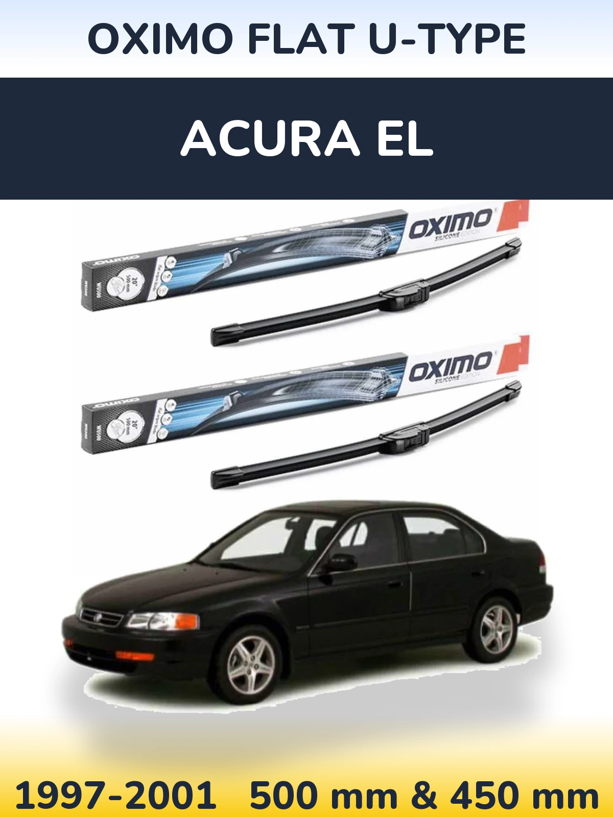 Komplet przednich wycieraczek Oximo Flat U-type 500 & 450 mm do Acura EL 1997-2001