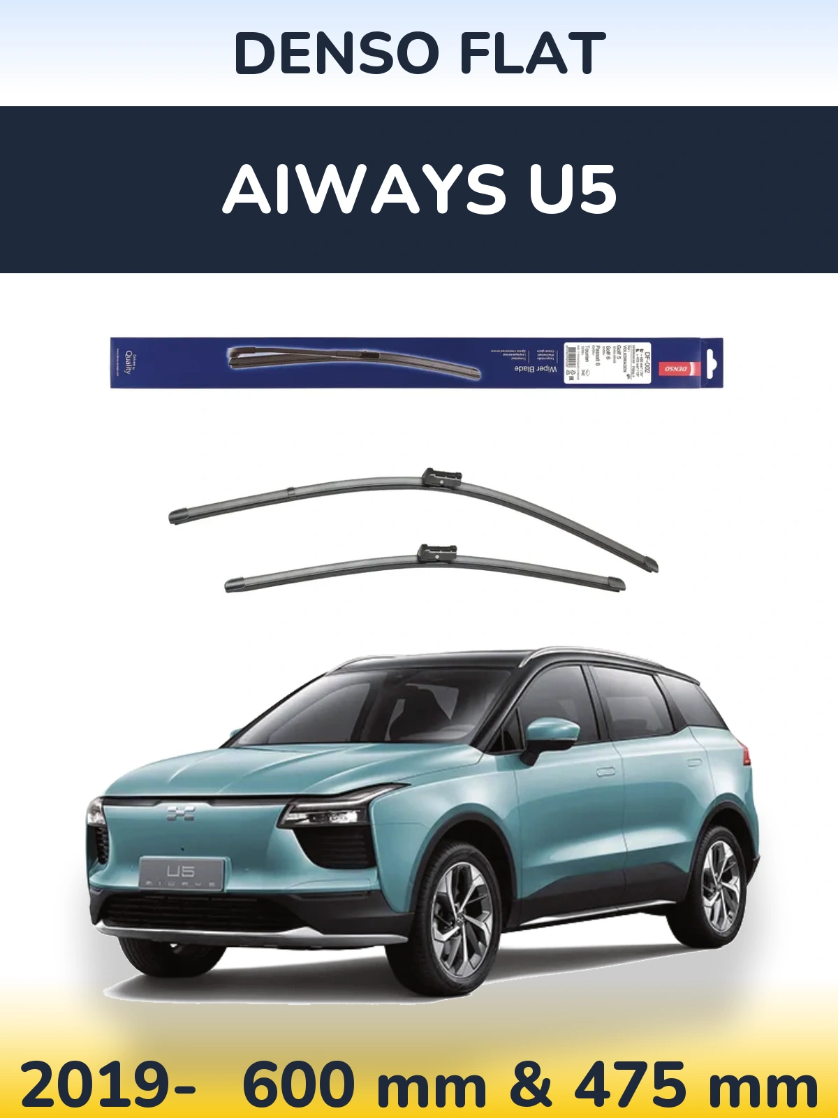 Комплект передних дворников Denso Flat 600 & 475 мм для Aiways U5 2019-2026