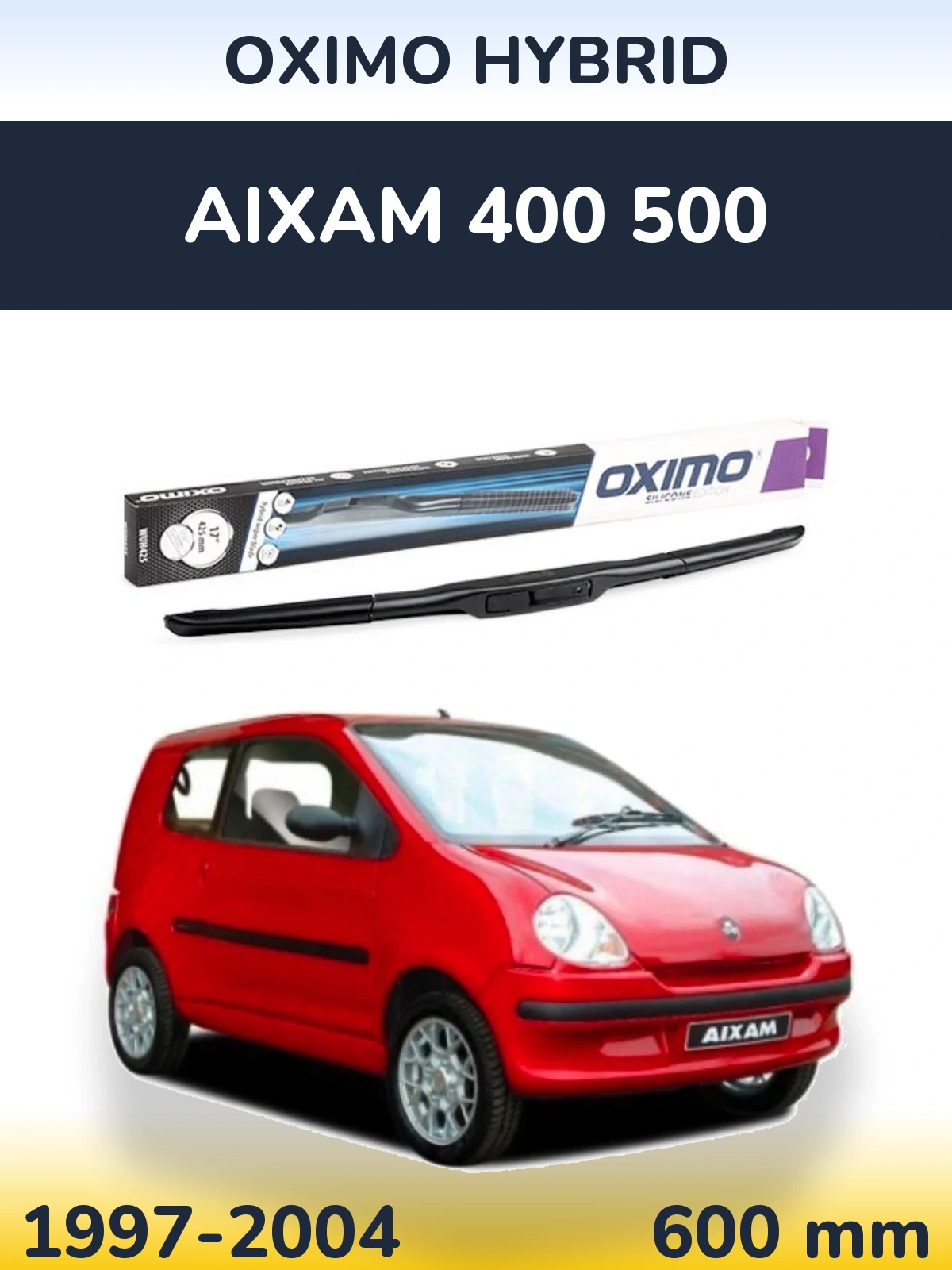 Передний дворник Oximo Hybrid 600 мм для Aixam 400 500 1997-2004