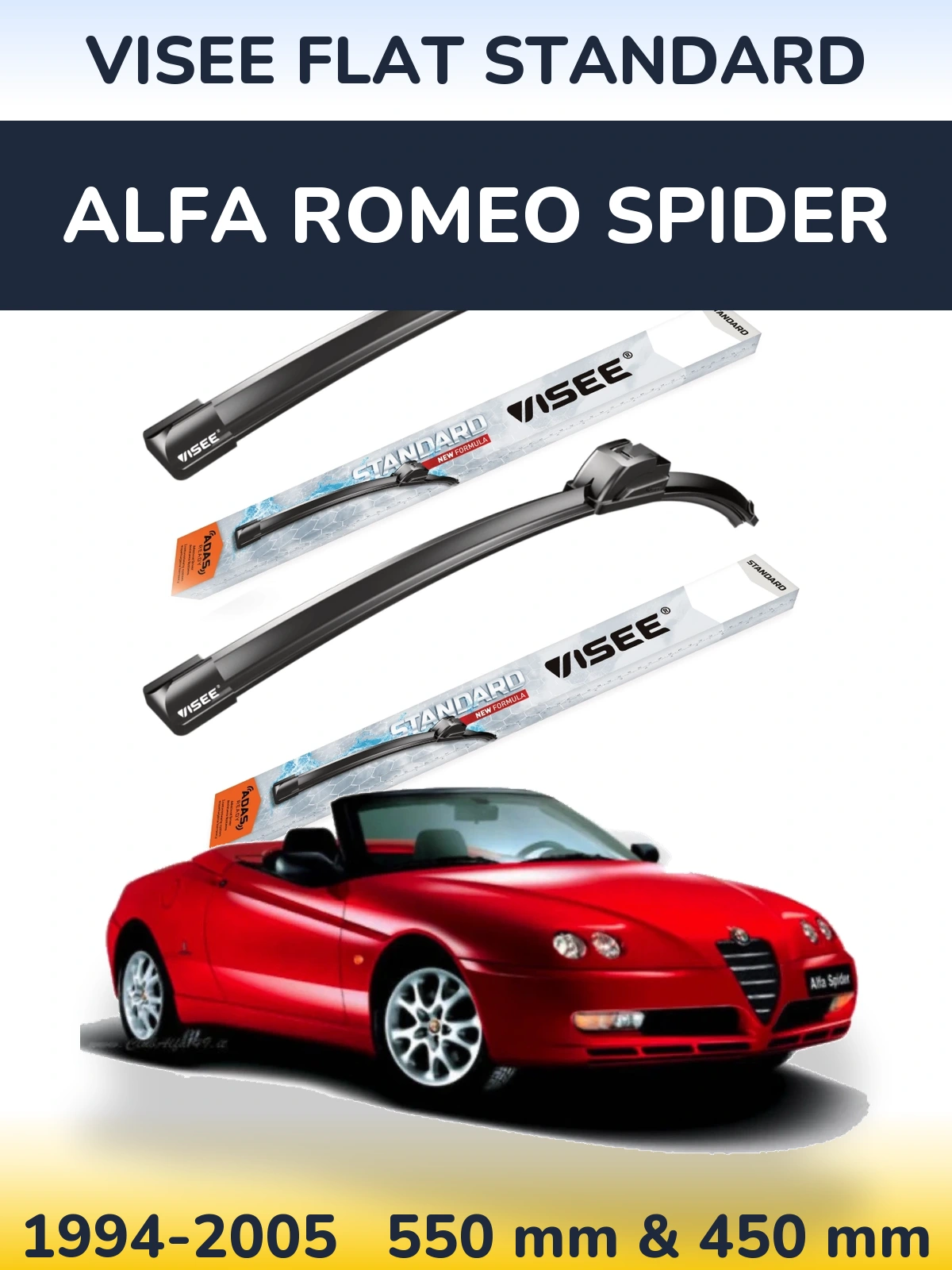 Комплект передних дворников VISEE FLAT STANDARD 550 & 450 мм для Alfa Romeo Spider 1994-2005
