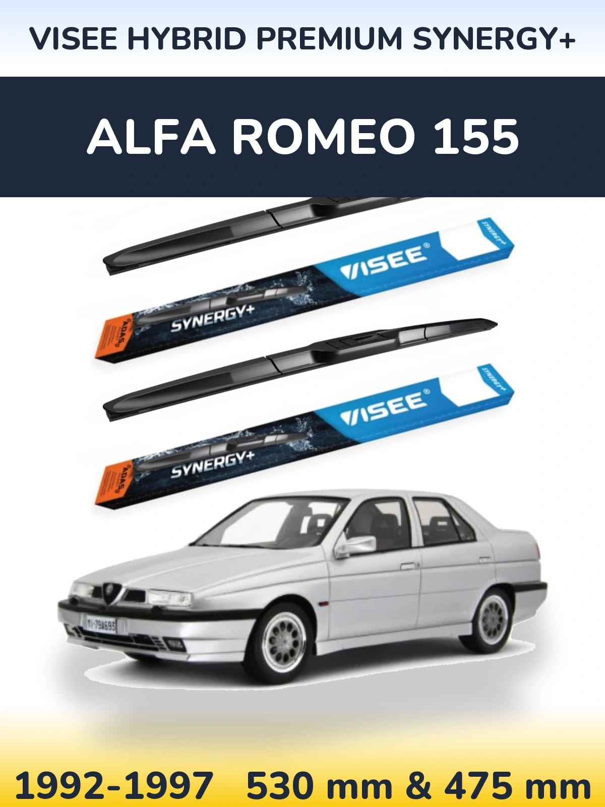 Komplet przednich wycieraczek VISEE HYBRID PREMIUM SYNERGY+ 530 & 475 mm do Alfa Romeo 155 1992-1997