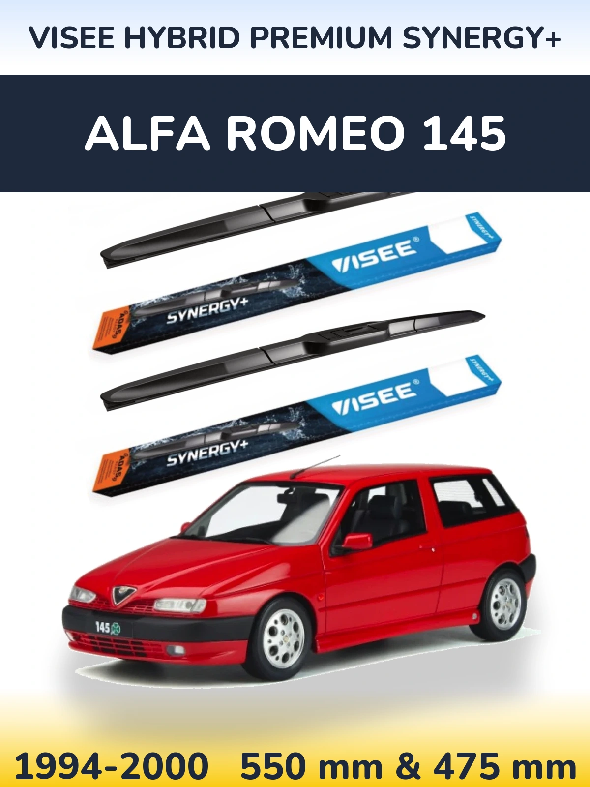 Komplet przednich wycieraczek VISEE HYBRID PREMIUM SYNERGY+ 550 & 475 mm do Alfa Romeo 145 1994-2000