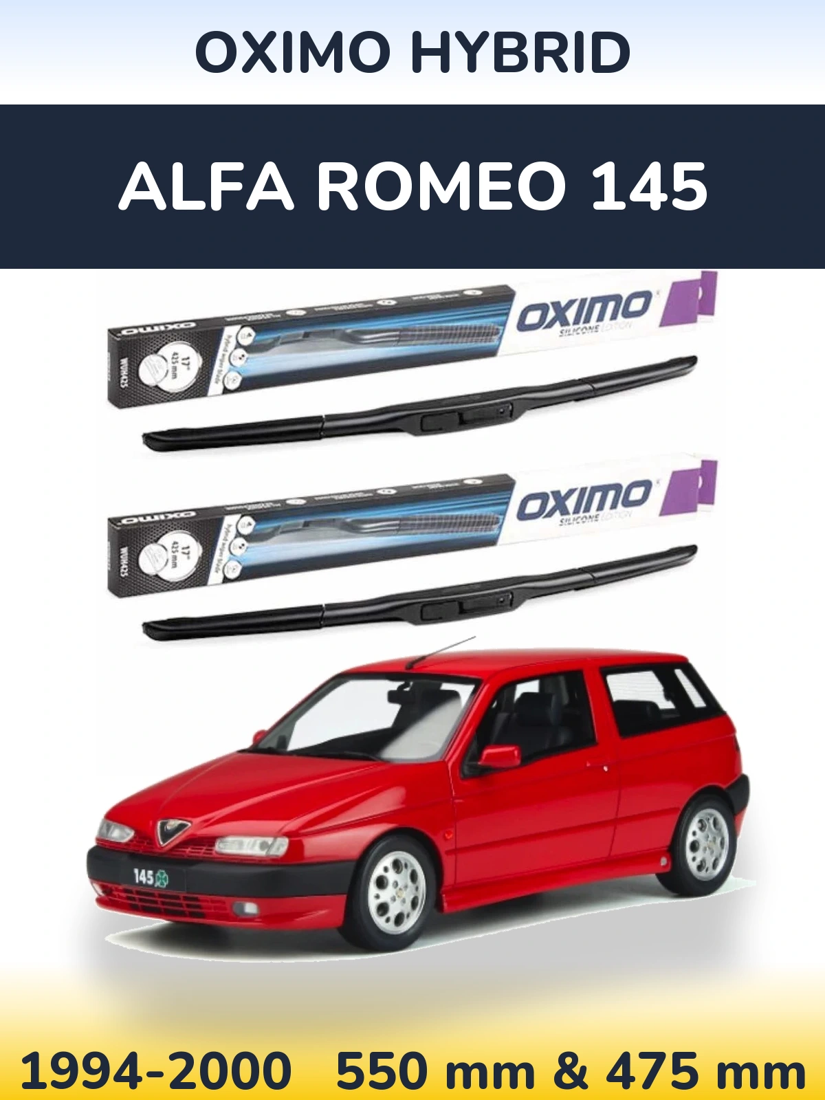 Komplet przednich wycieraczek Oximo Hybrid 550 & 475 mm do Alfa Romeo 145 1994-2000