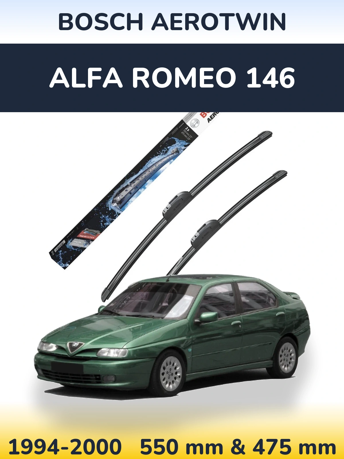 Komplet przednich wycieraczek BOSCH AeroTwin 550 & 475 mm do Alfa Romeo 146 1994-2000