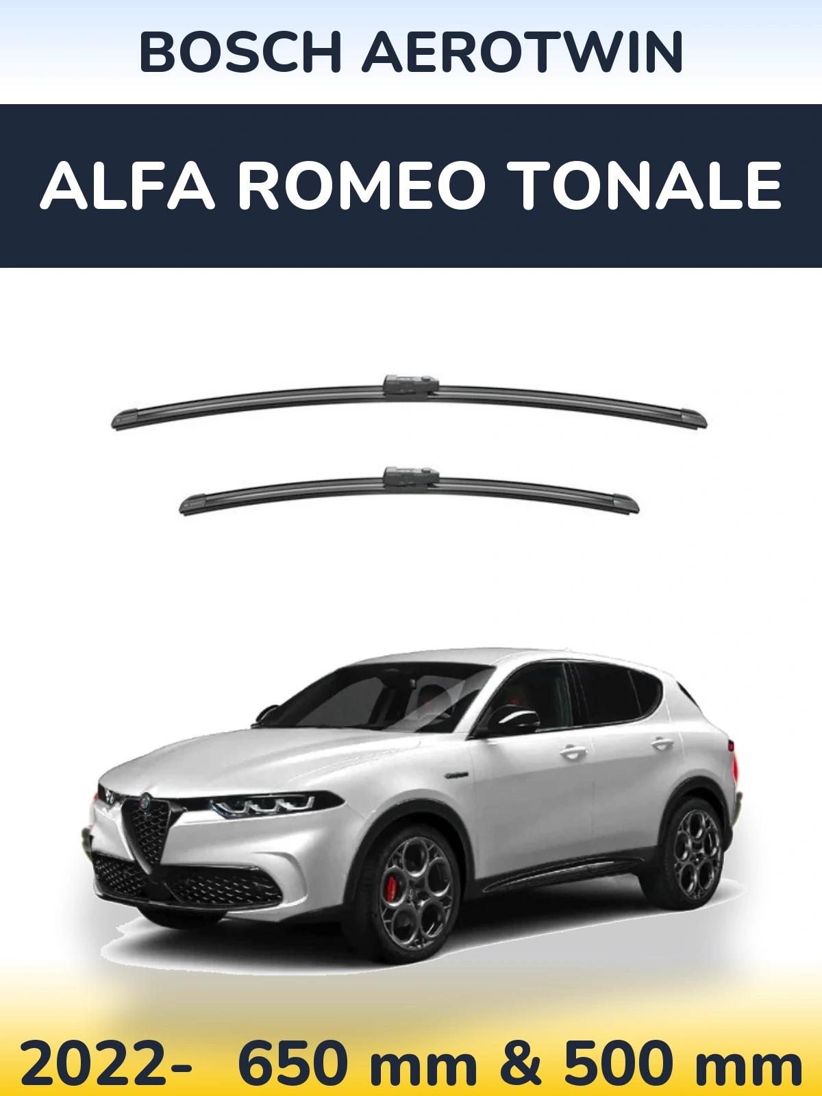 Komplet przednich wycieraczek BOSCH AeroTwin 650 & 500 mm do Alfa Romeo Tonale 2022-2026