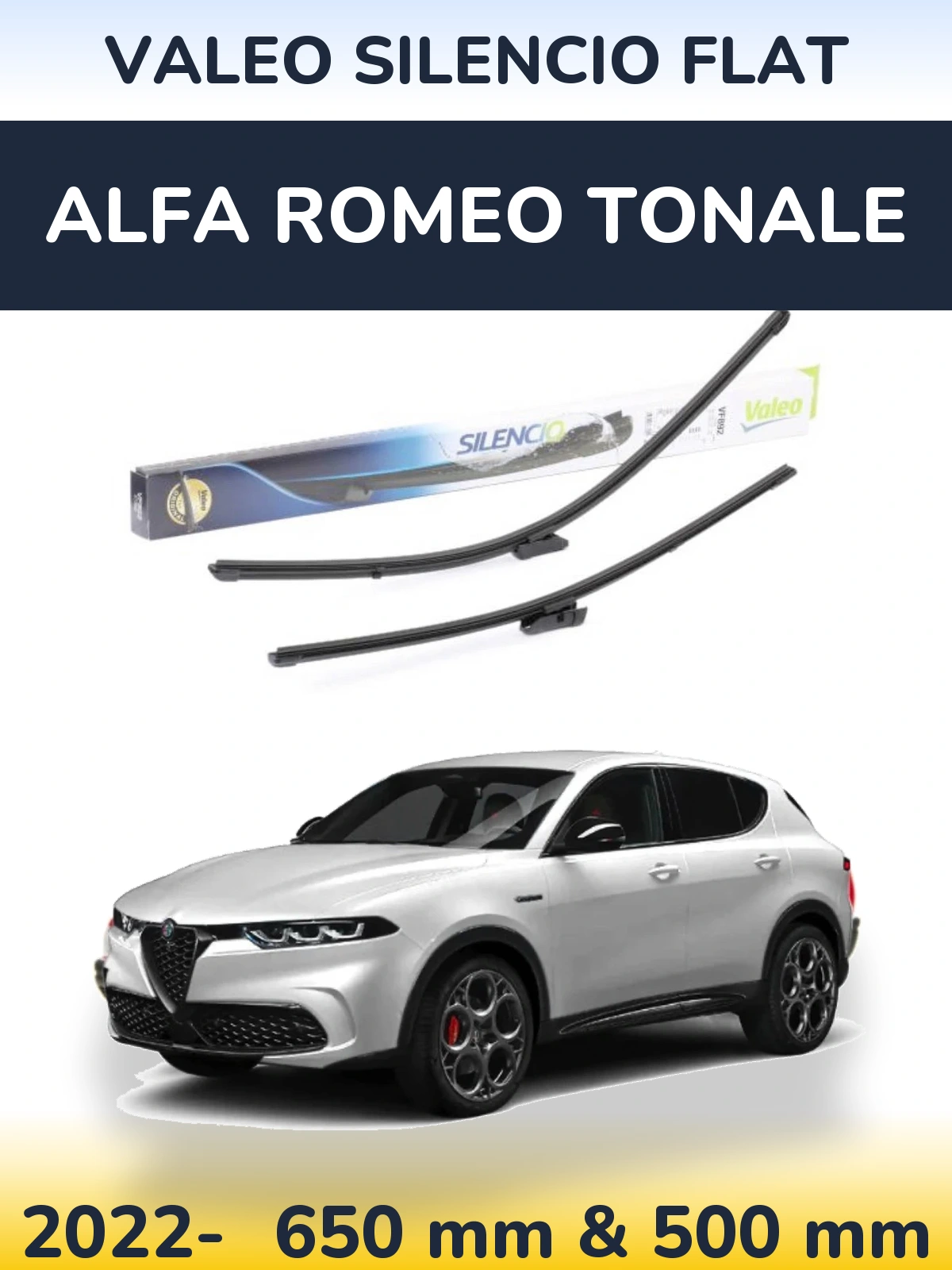Komplet przednich wycieraczek Valeo Silencio Flat 630 & 500 mm do Alfa Romeo Tonale 2022-2026