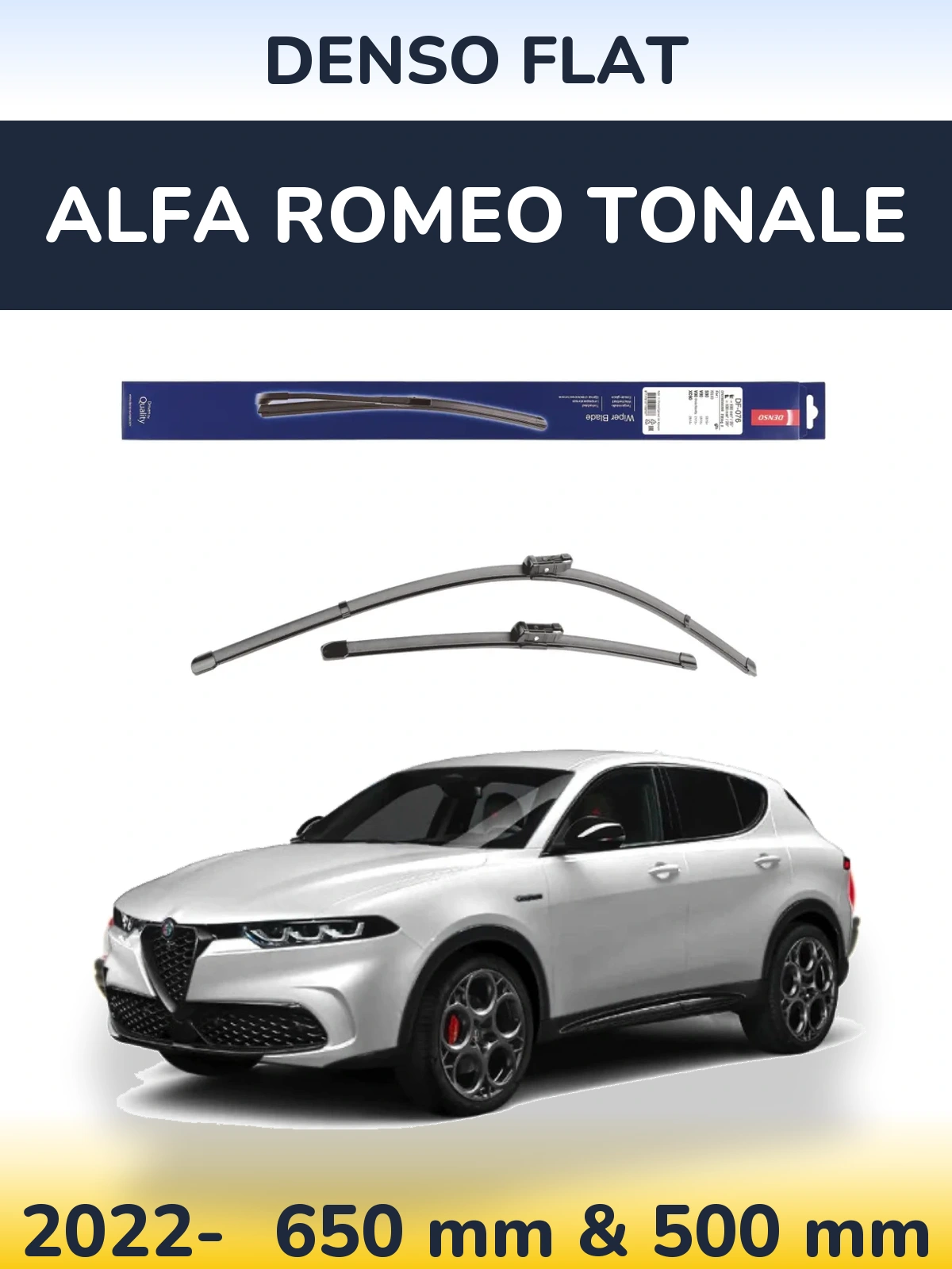 Front wiper blade set Denso Flat 630 & 500 mm for Alfa Romeo Tonale 2022-2026