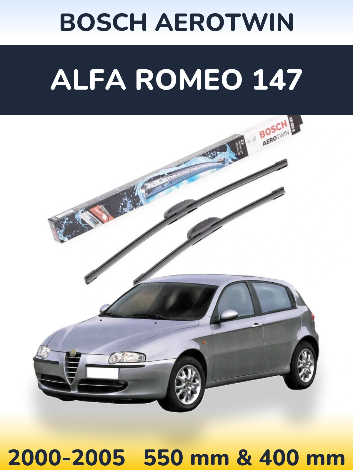 Komplet przednich wycieraczek BOSCH AeroTwin 550 & 400 mm do Alfa Romeo 147 2000-2005