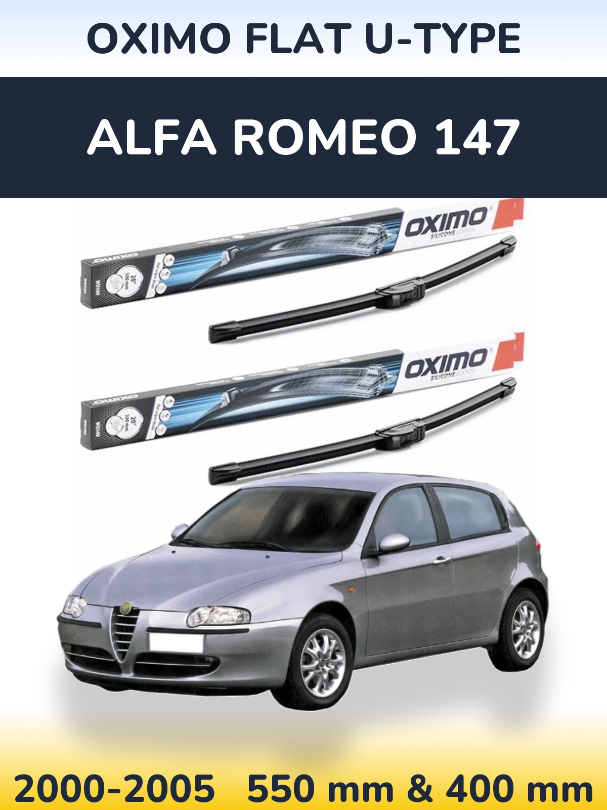 Komplet przednich wycieraczek Oximo Flat U-type 550 & 400 mm do Alfa Romeo 147 2000-2005