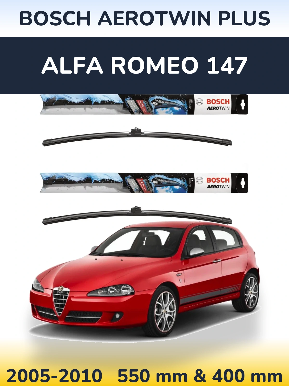 Комплект передних дворников BOSCH AeroTwin Plus 550 & 400 мм для Alfa Romeo 147 2005-2010