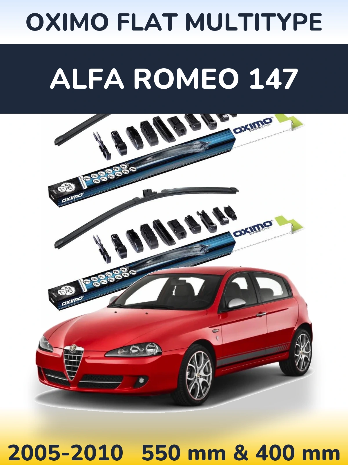 Komplet przednich wycieraczek Oximo Flat MultiType 550 & 400 mm do Alfa Romeo 147 2005-2010