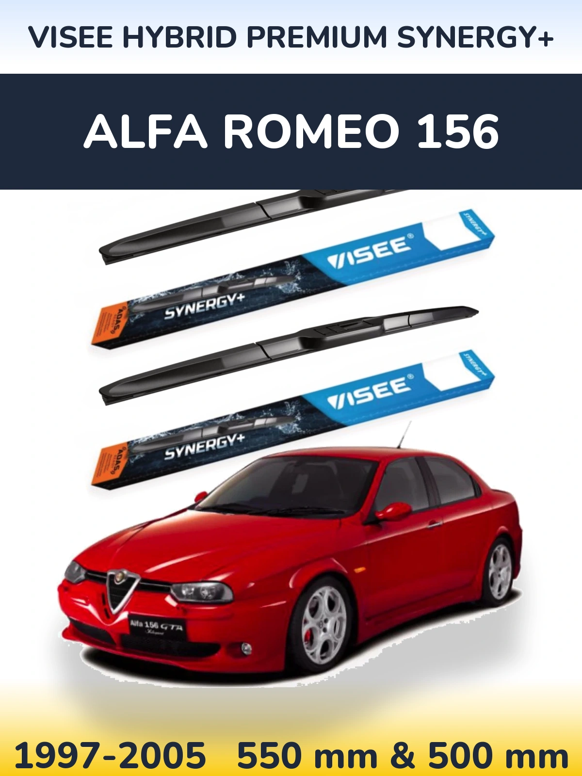 Комплект передних дворников VISEE HYBRID PREMIUM SYNERGY+ 550 & 500 мм для Alfa Romeo 156 1997-2005