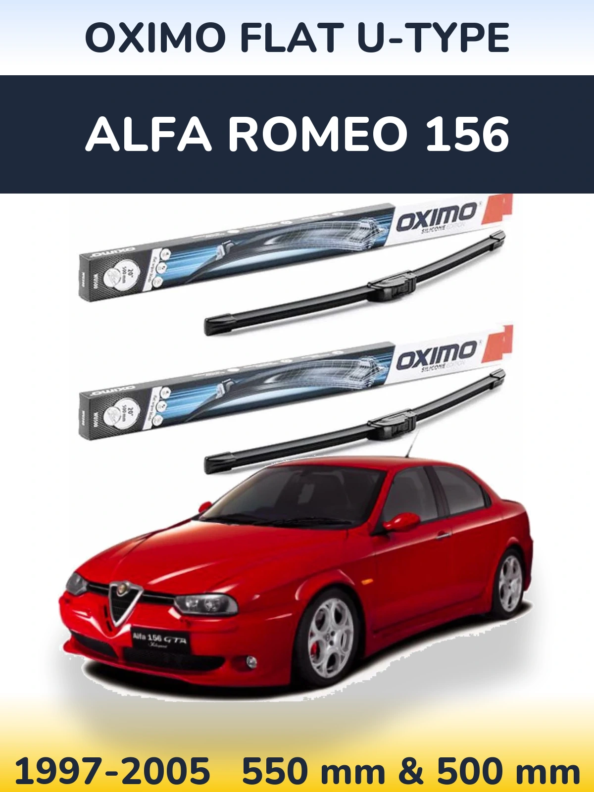 Komplet przednich wycieraczek Oximo Flat U-type 550 & 500 mm do Alfa Romeo 156 1997-2005