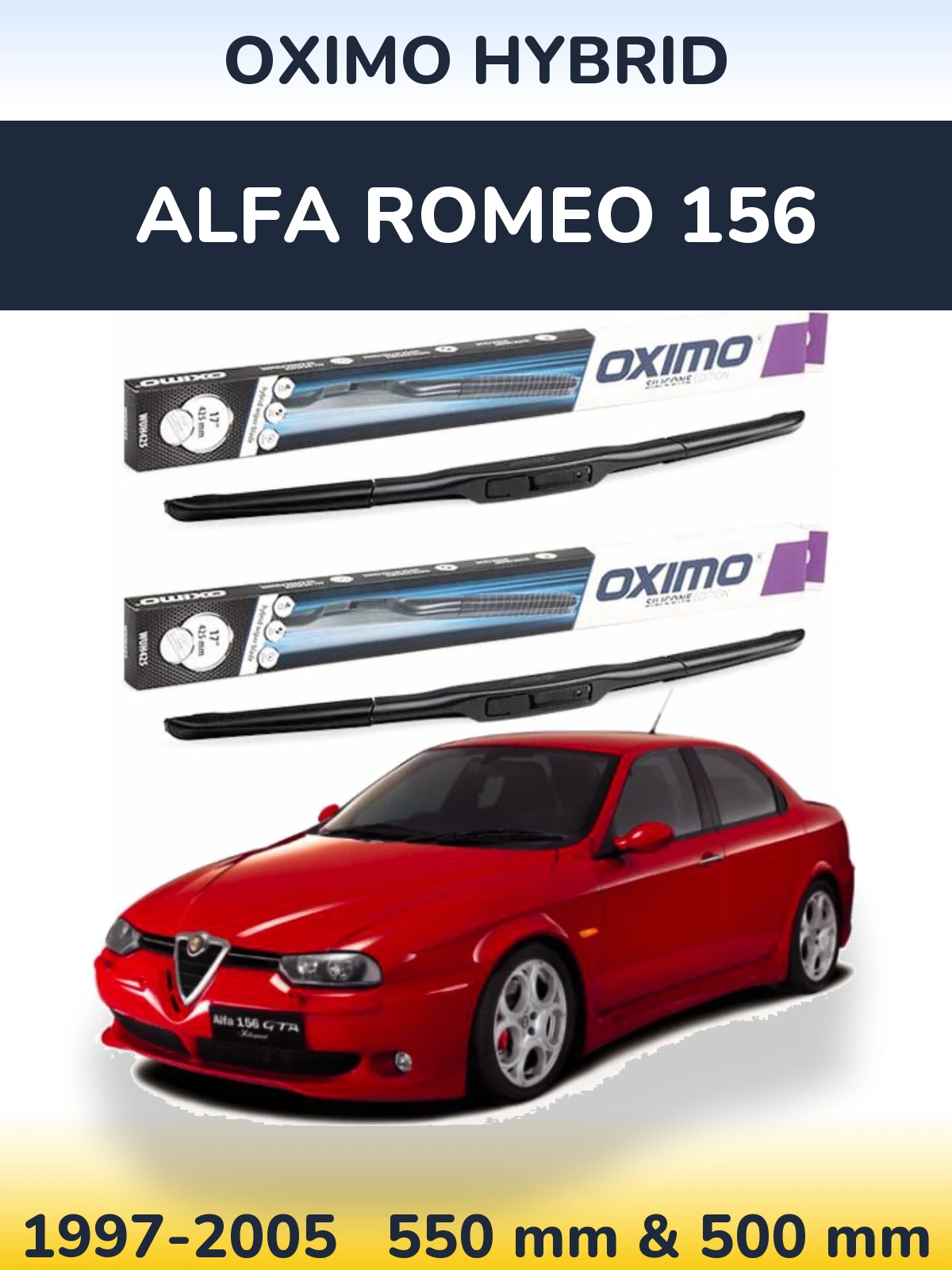 Komplet przednich wycieraczek Oximo Hybrid 550 & 500 mm do Alfa Romeo 156 1997-2005
