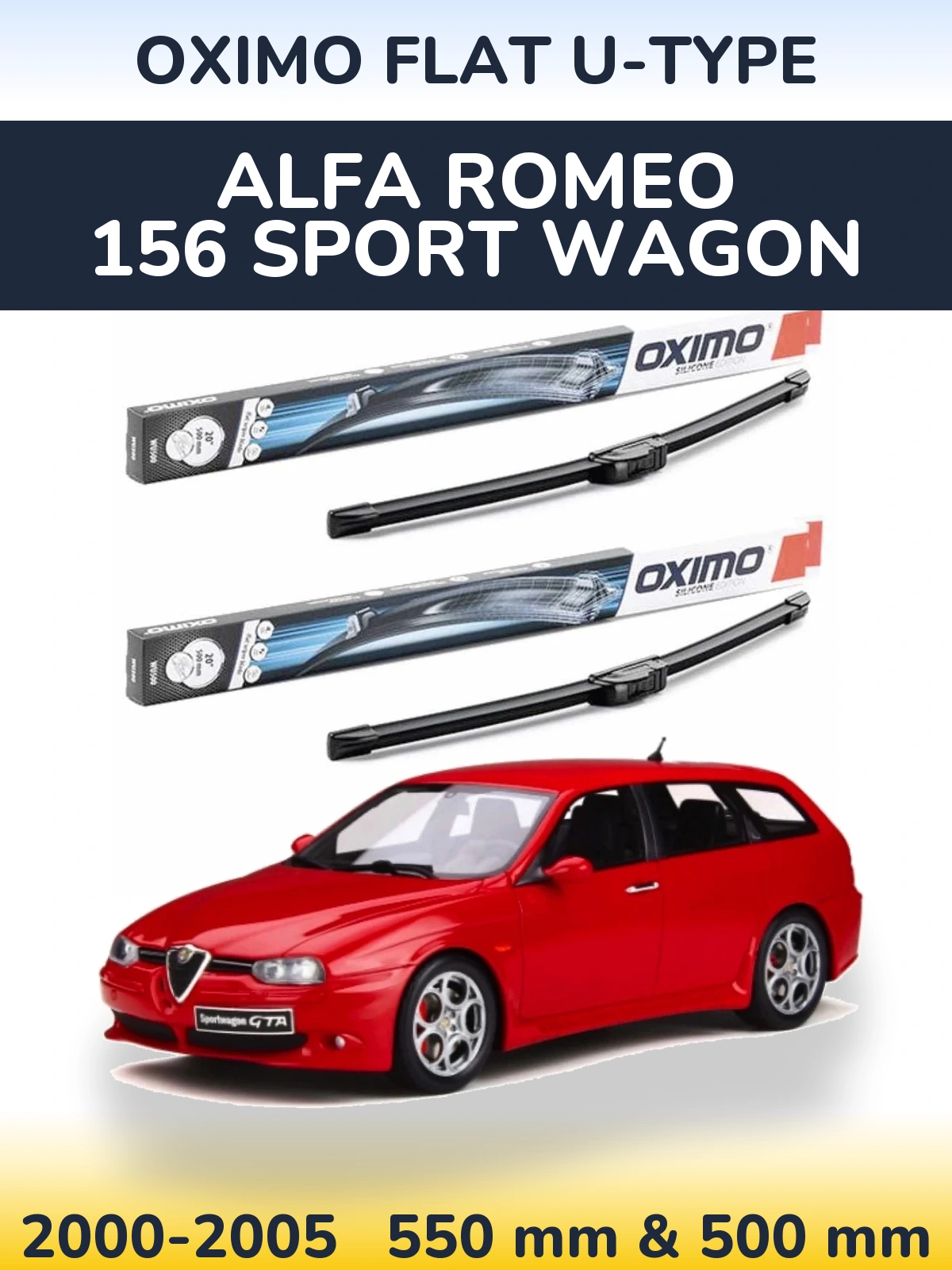 Komplet przednich wycieraczek Oximo Flat U-type 550 & 500 mm do Alfa Romeo 156 Sport Wagon 2000-2005