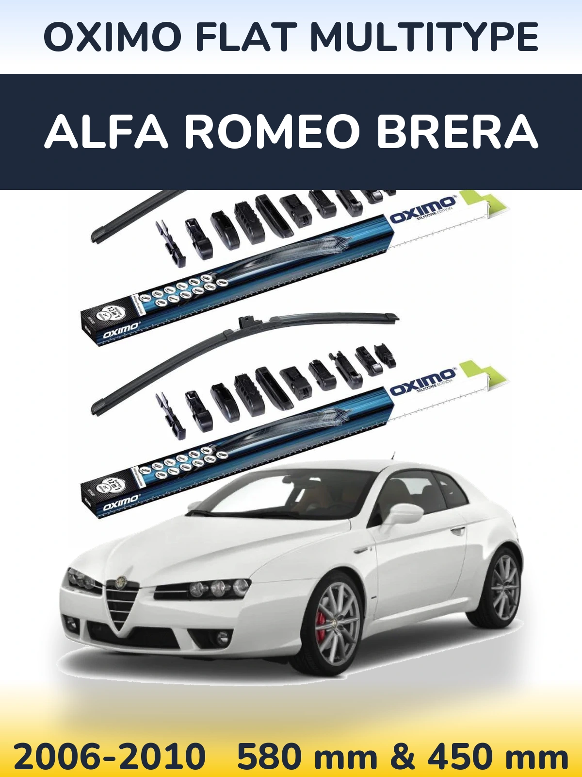 Комплект передних дворников Oximo Flat MultiТипe 580 & 450 мм для Alfa Romeo Brera 2006-2010