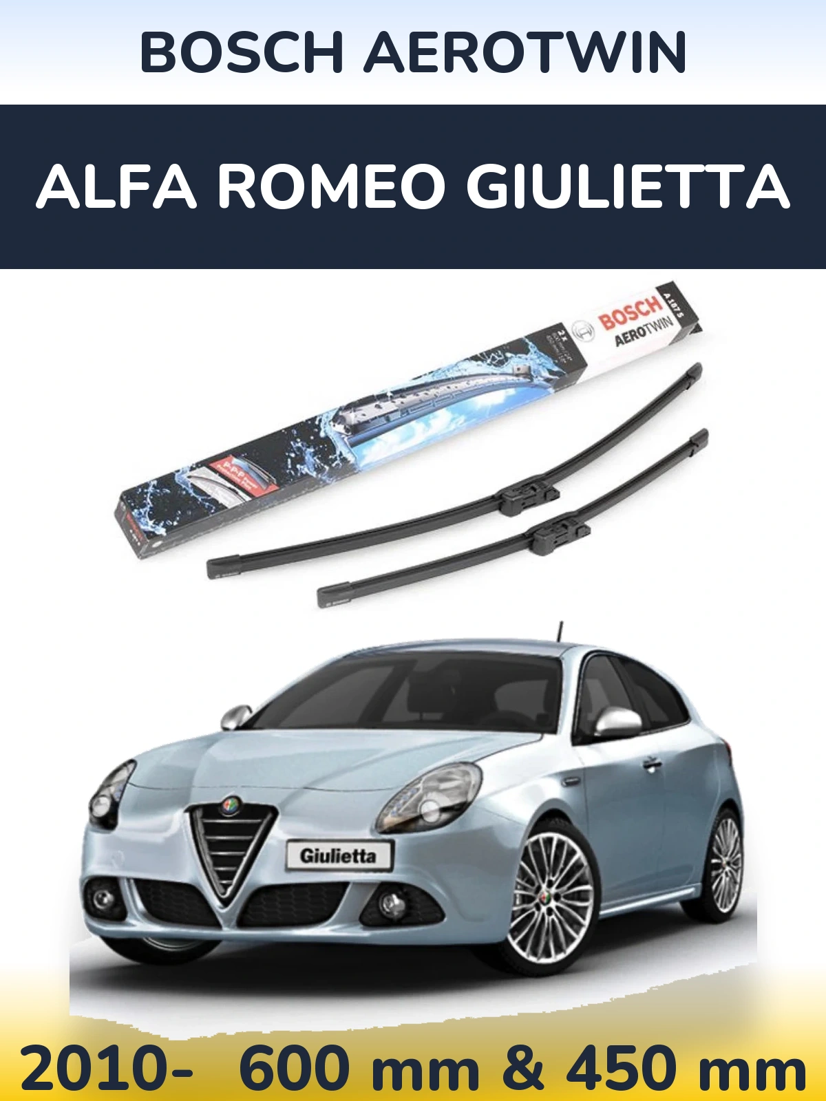 Komplet przednich wycieraczek BOSCH AeroTwin 600 & 450 mm do Alfa Romeo Giulietta 2010-2026