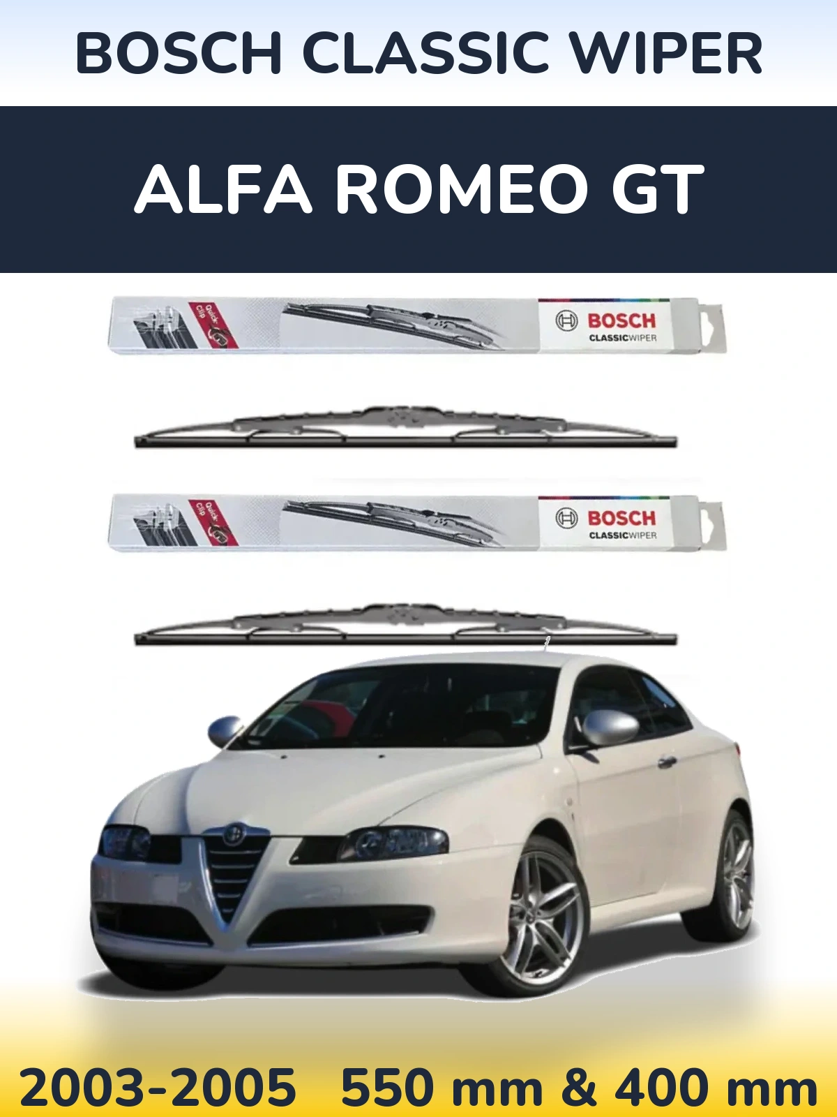 Komplet przednich wycieraczek BOSCH Classic Wiper 550 & 400 mm do Alfa Romeo GT 2003-2005