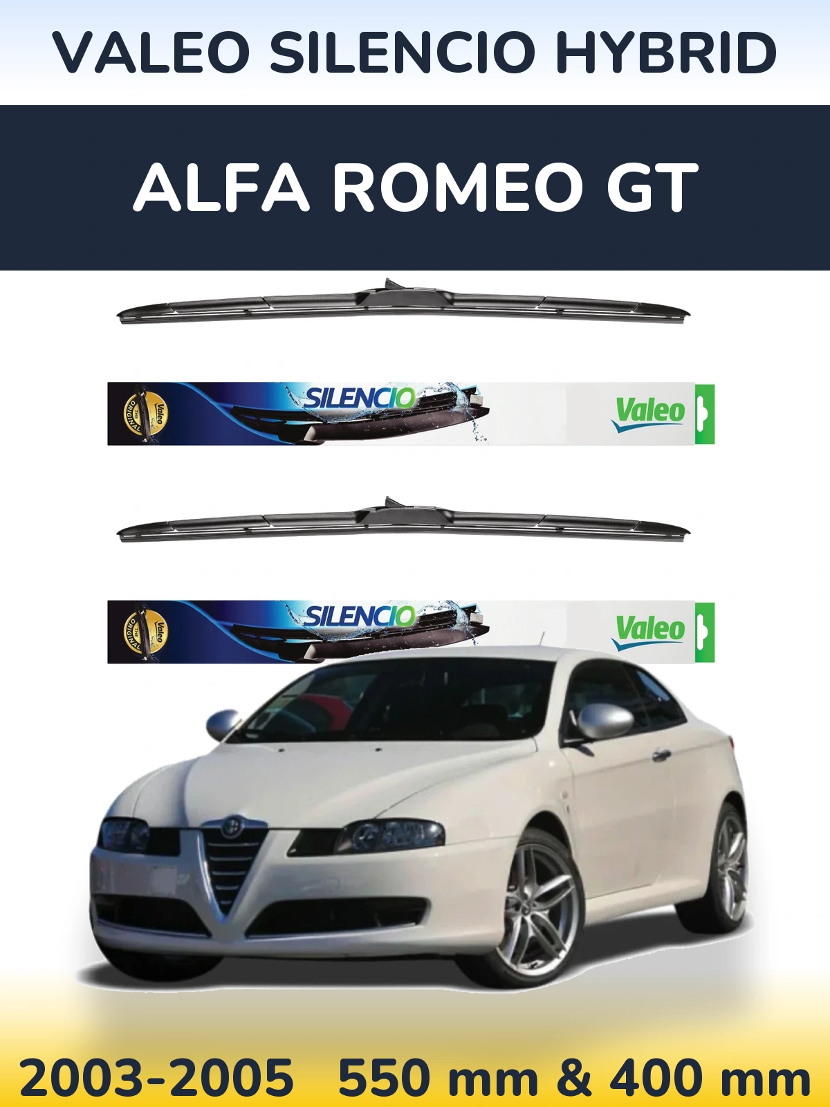 Комплект передних дворников Valeo Silencio Hybrid 550 & 400 мм для Alfa Romeo GT 2003-2005