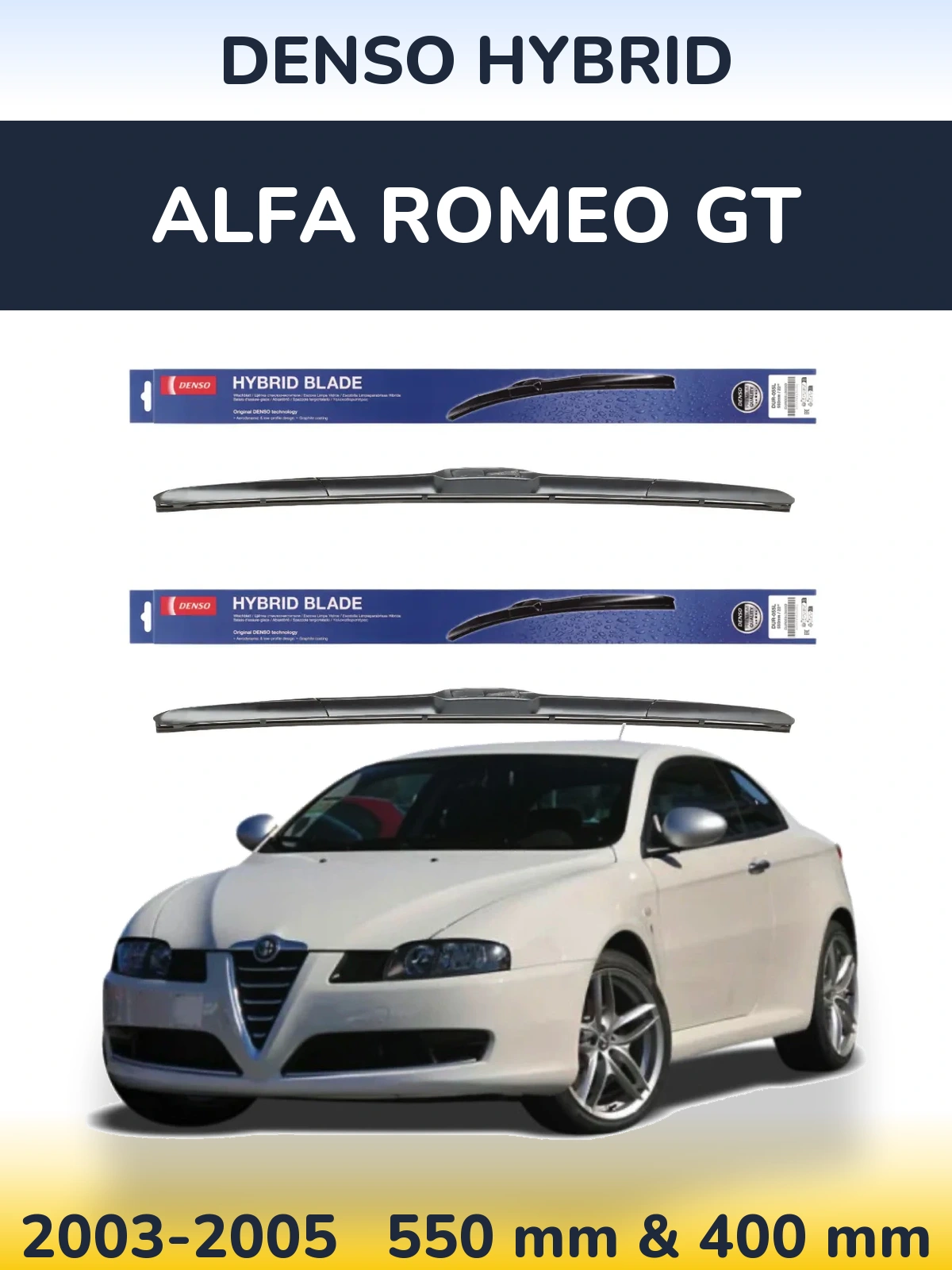 Komplet przednich wycieraczek Denso Hybrid 550 & 400 mm do Alfa Romeo GT 2003-2005