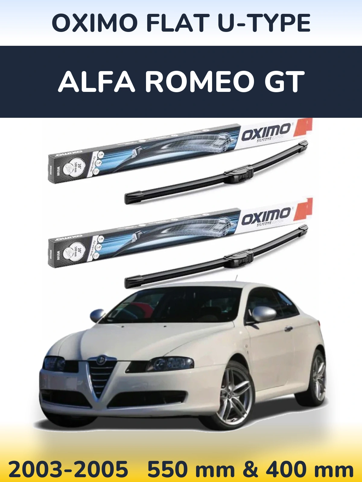 Комплект передних дворников Oximo Flat U-type 550 & 400 мм для Alfa Romeo GT 2003-2005