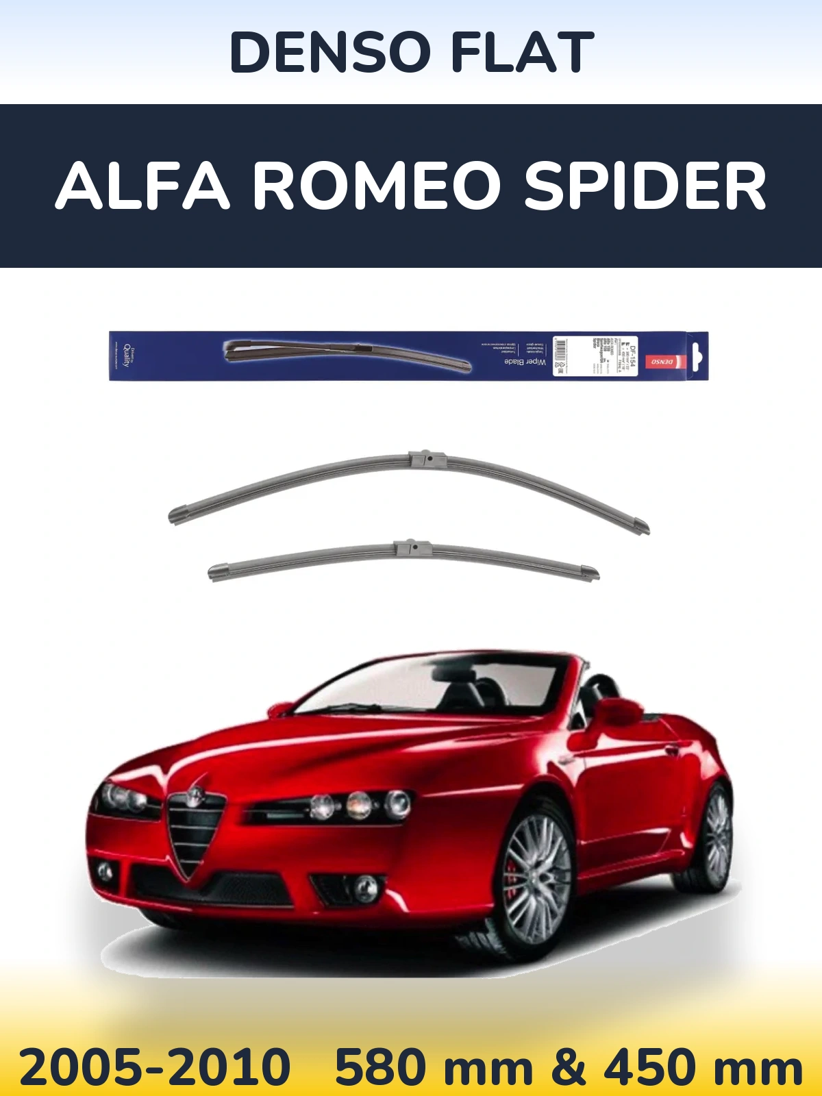 Комплект передних дворников Denso Flat 580 & 450 мм для Alfa Romeo Spider 2005-2010