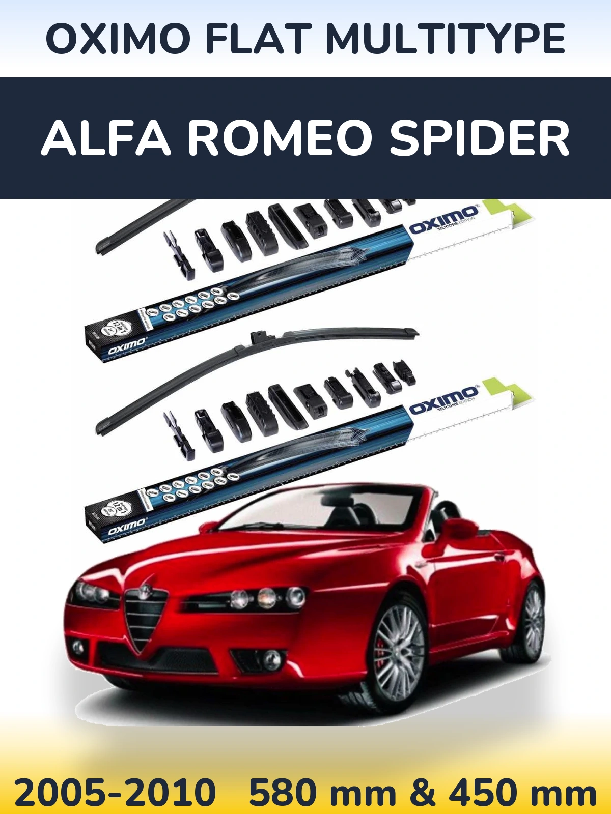 Комплект передних дворников Oximo Flat MultiТипe 580 & 450 мм для Alfa Romeo Spider 2005-2010