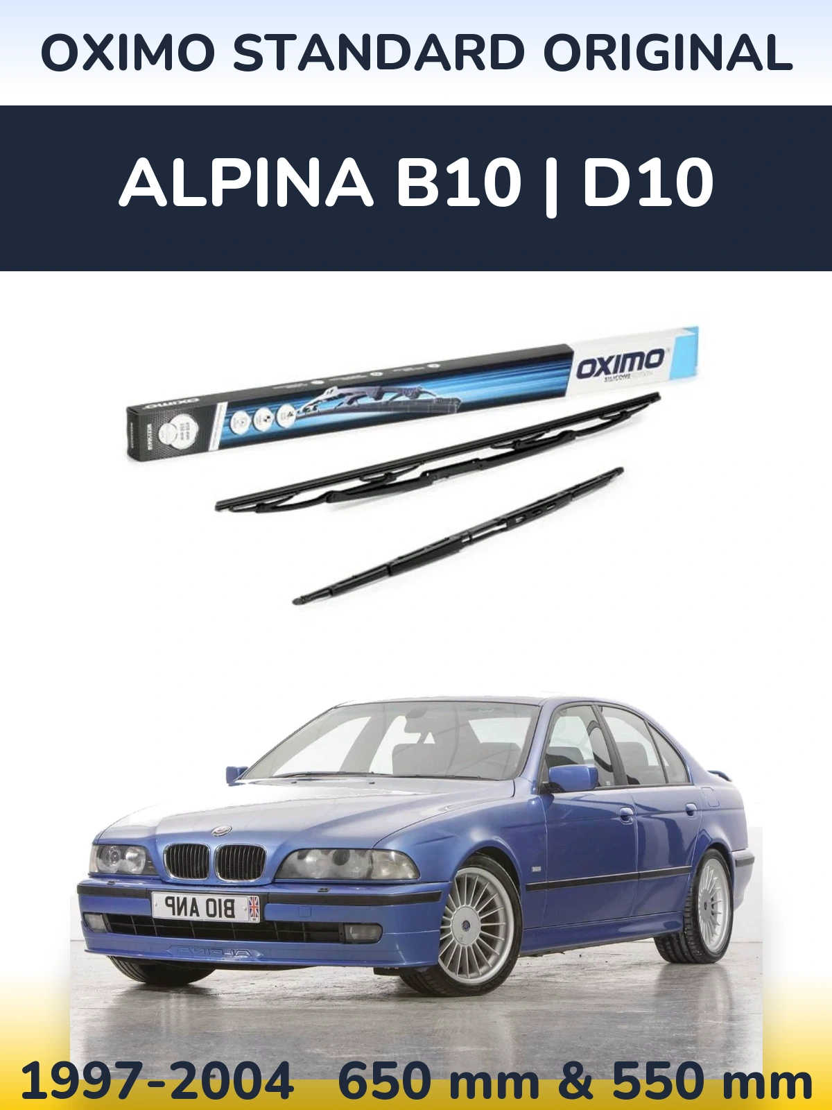 Komplet przednich wycieraczek Oximo Standard Original 650 & 550 mm do Alpina B10 | D10 1997-2004
