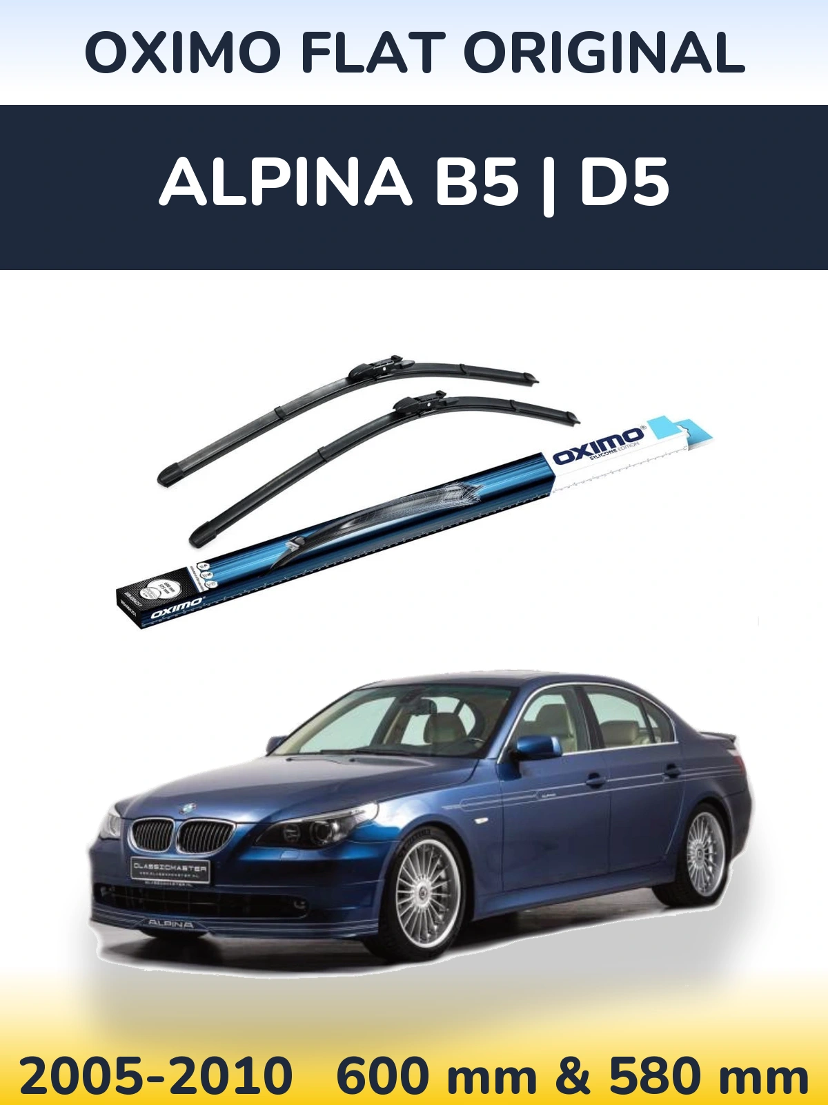 Комплект передних дворников Oximo Flat Original 600 & 580 мм для Alpina B5 | D5 2005-2010
