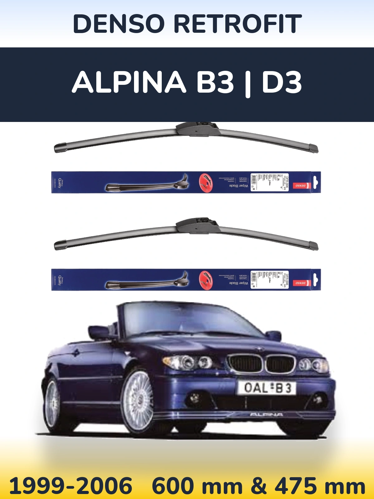 Комплект передних дворников Denso Retrofit 600 & 475 мм для Alpina B3 | D3 1999-2006