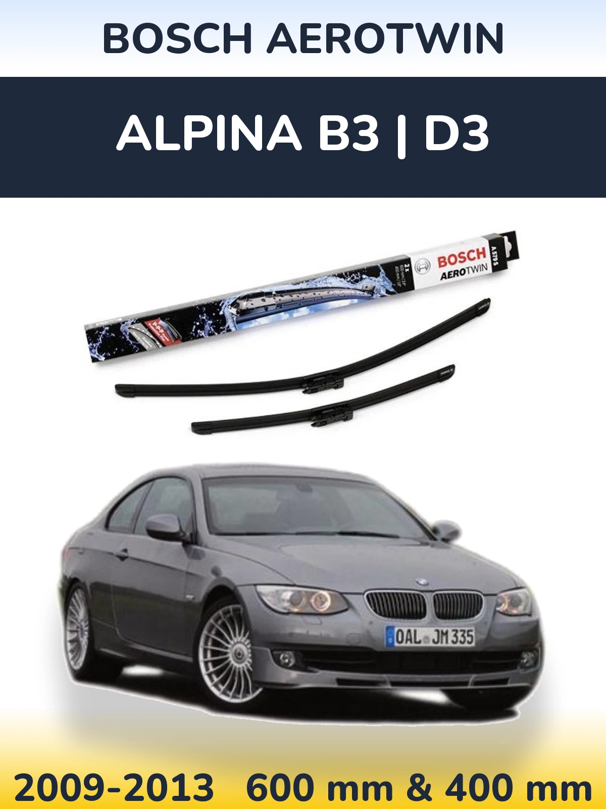 Komplet przednich wycieraczek BOSCH AeroTwin 600 & 400 mm do Alpina B3 | D3 2009-2013