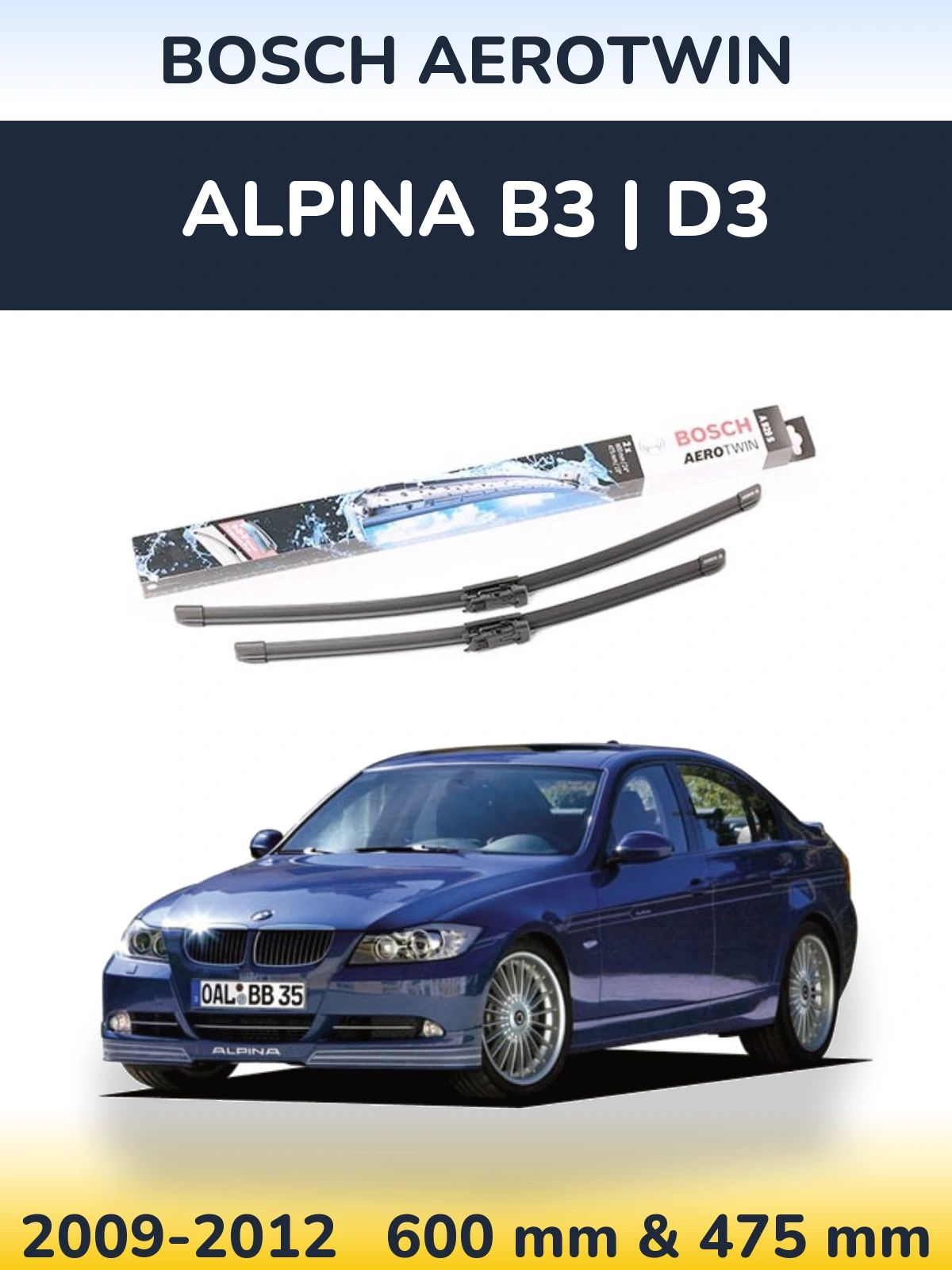 Komplet przednich wycieraczek BOSCH AeroTwin 600 & 475 mm do Alpina B3 | D3 2009-2012