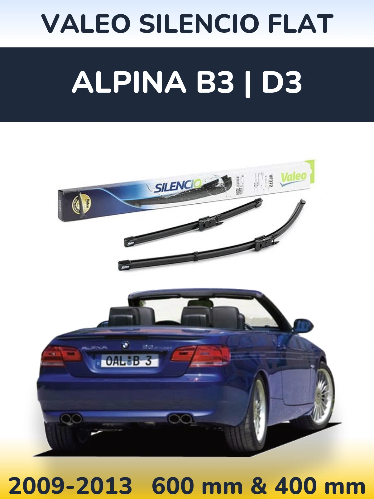 Komplet przednich wycieraczek Valeo Silencio Flat 600 & 400 mm do Alpina B3 | D3 2009-2013