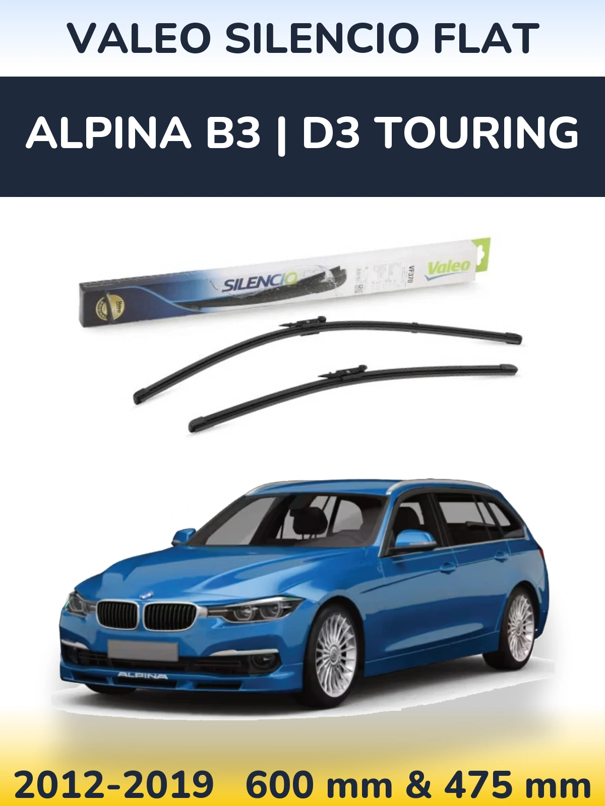 Комплект передних дворников Valeo Silencio Flat 600 & 475 мм для Alpina B3 | D3 Touring 2012-2019