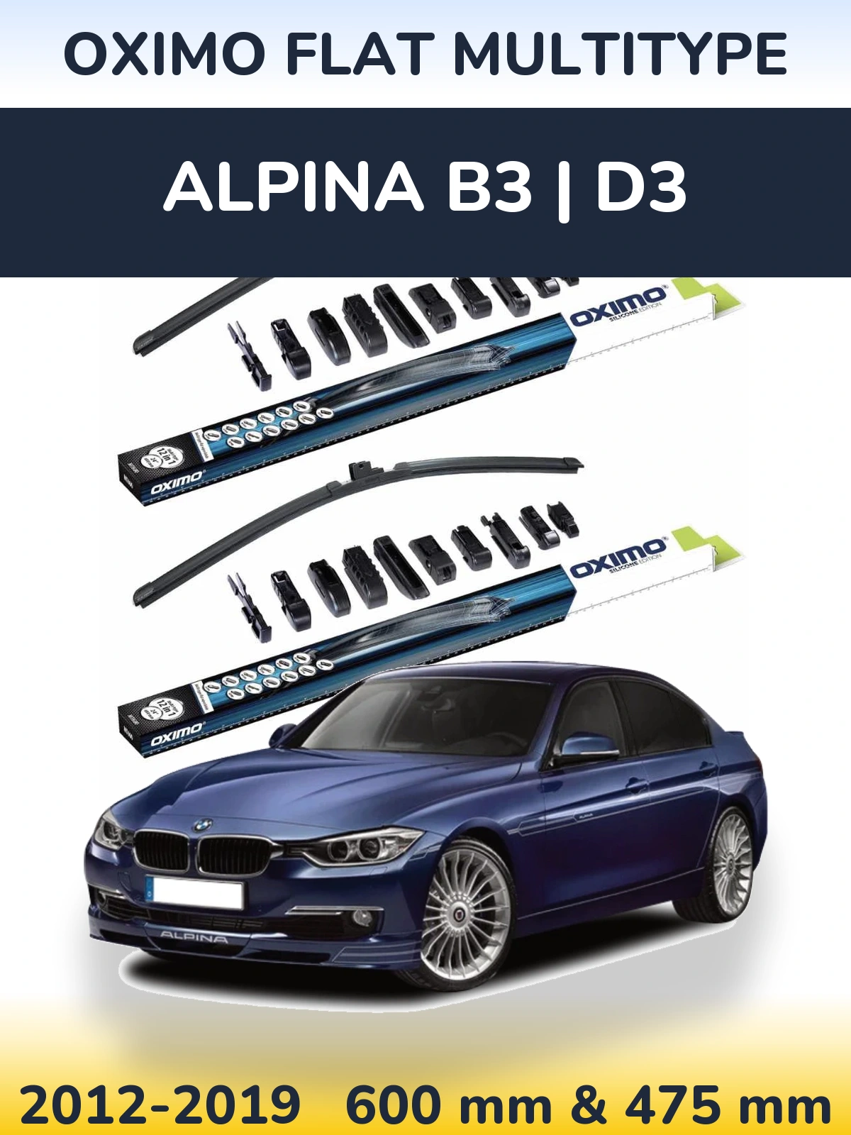 Komplet przednich wycieraczek Oximo Flat MultiType 600 & 475 mm do Alpina B3 | D3 2012-2019