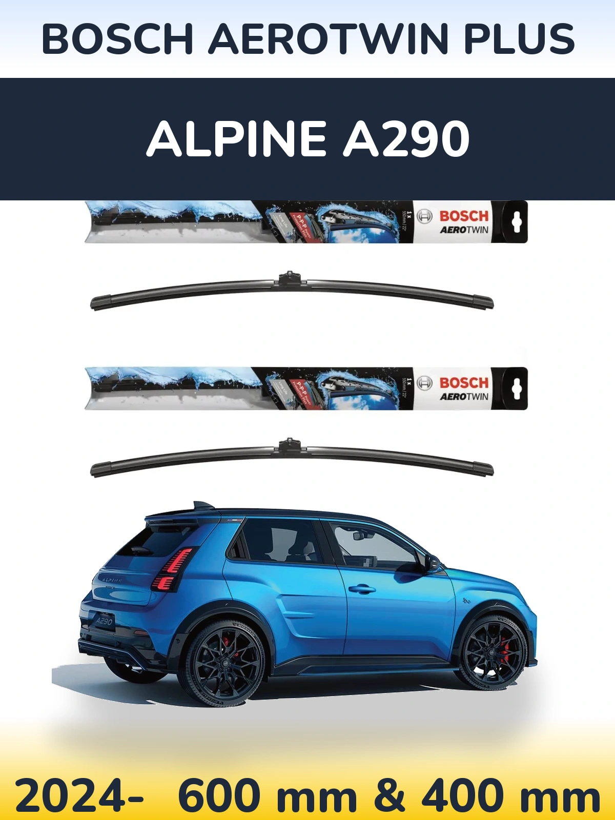 Комплект передніх щіток BOSCH AeroTwin Plus 600 & 400 мм для Alpine A290 2024-2026