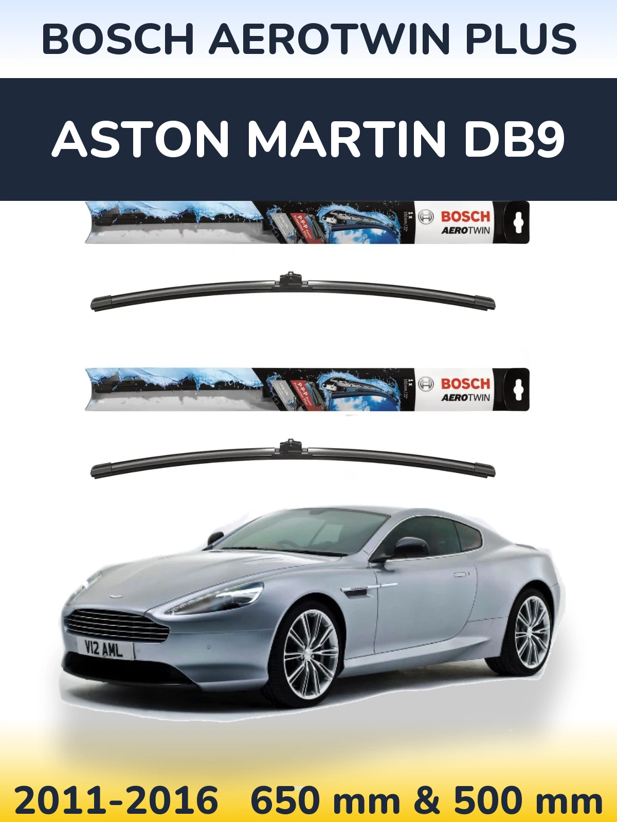 Komplet przednich wycieraczek BOSCH AeroTwin Plus 650 & 500 mm do Aston Martin DB9 2011-2016