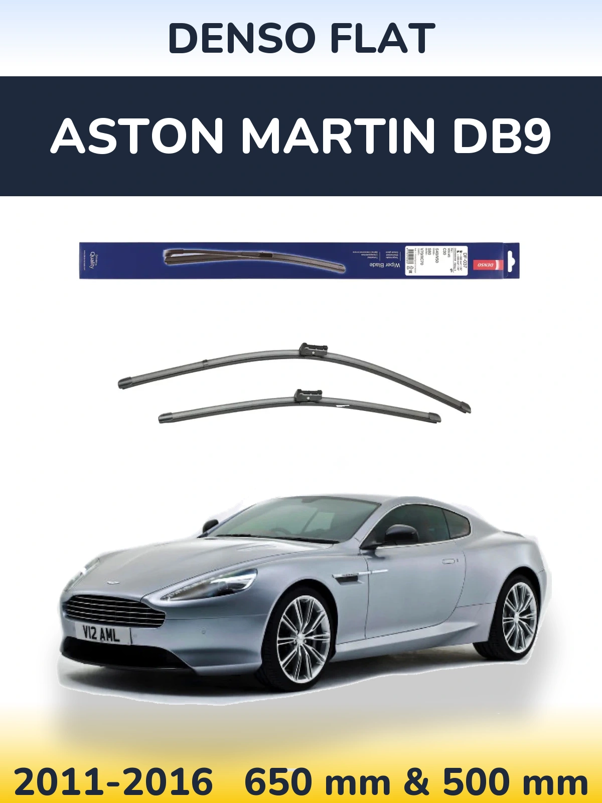 Комплект передніх щіток Denso Flat 650 & 500 мм для Aston Martin DB9 2011-2016