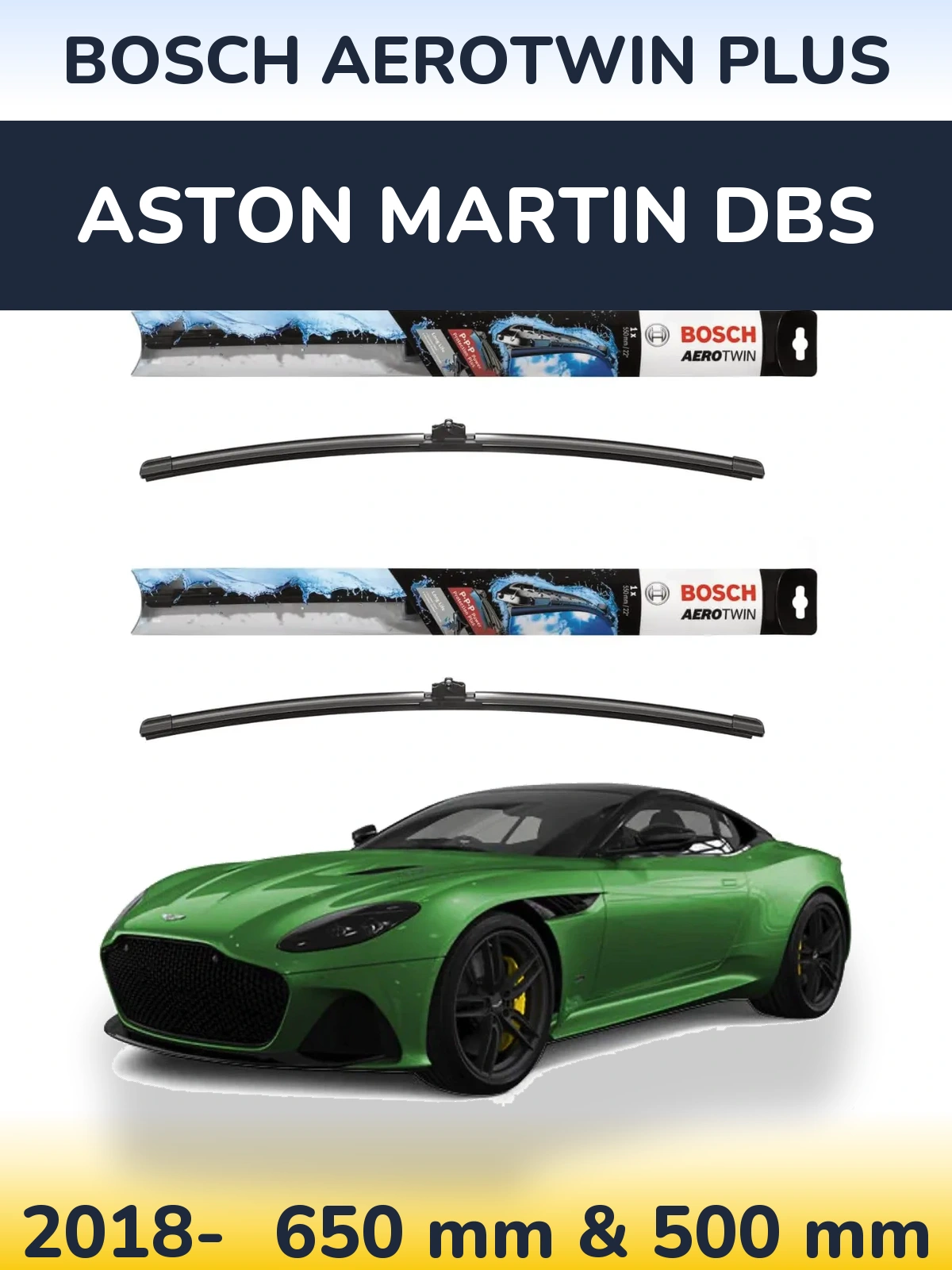 Komplet przednich wycieraczek BOSCH AeroTwin Plus 650 & 500 mm do Aston Martin DBS Superleggera 2018-2026