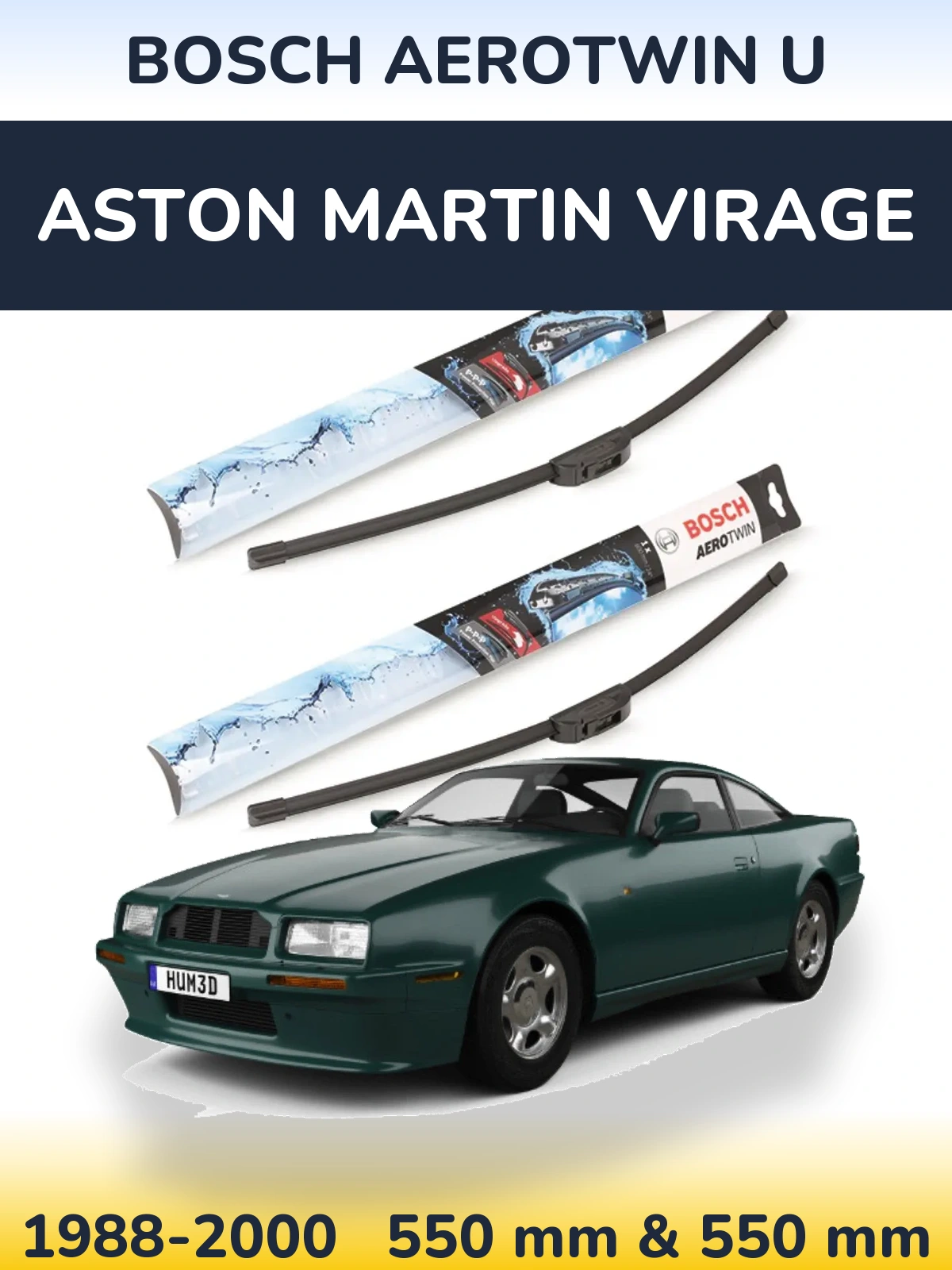 Komplet przednich wycieraczek BOSCH AeroTwin U 550 & 550 mm do Aston Martin Virage 1988-2000