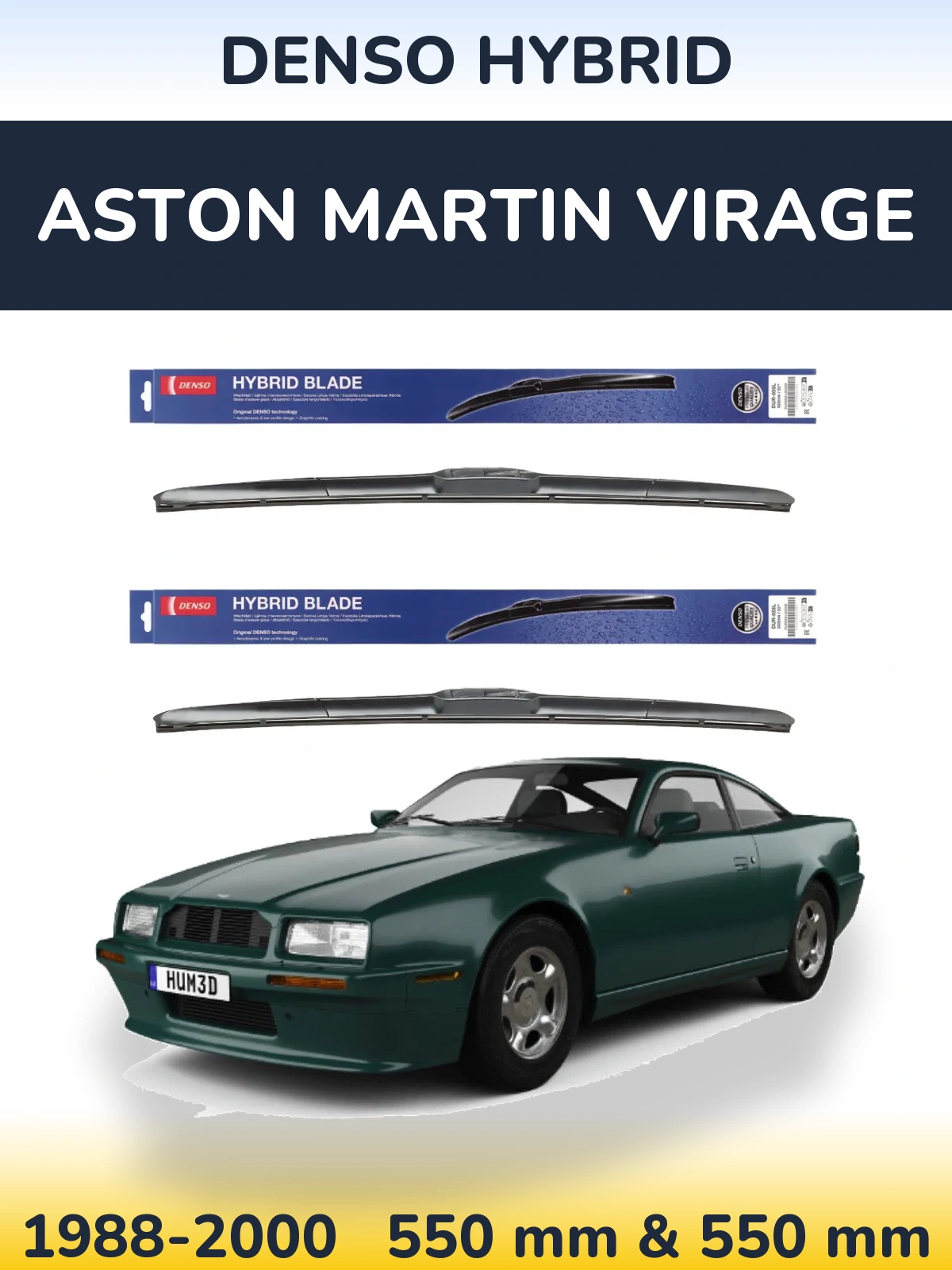 Komplet przednich wycieraczek Denso Hybrid 550 & 550 mm do Aston Martin Virage 1988-2000