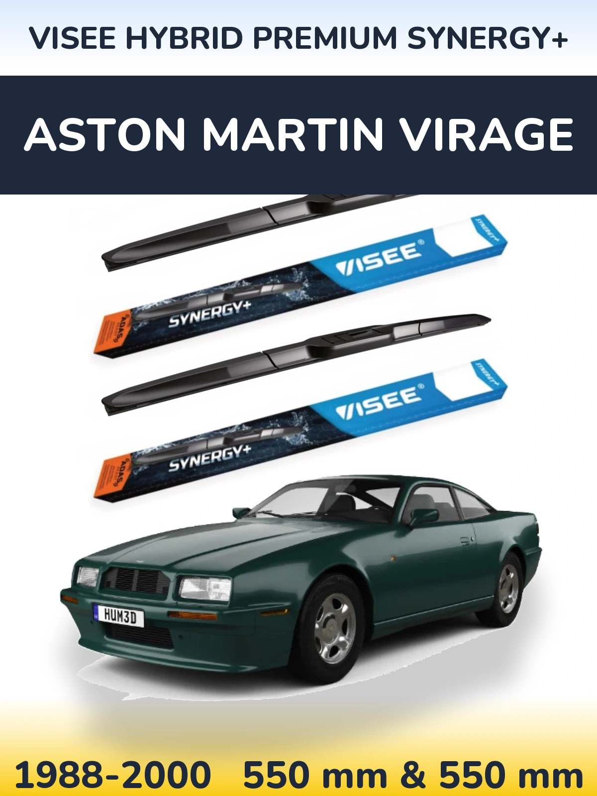 Комплект передних дворников VISEE HYBRID PREMIUM SYNERGY+ 550 & 550 мм для Aston Martin Virage 1988-2000