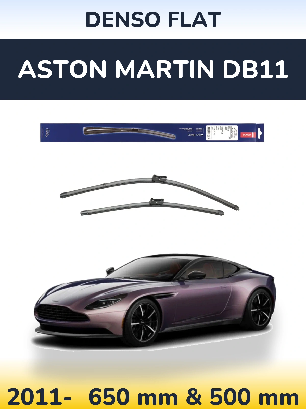 Комплект передних дворников Denso Flat 650 & 500 мм для Aston Martin DB11 2011-2026