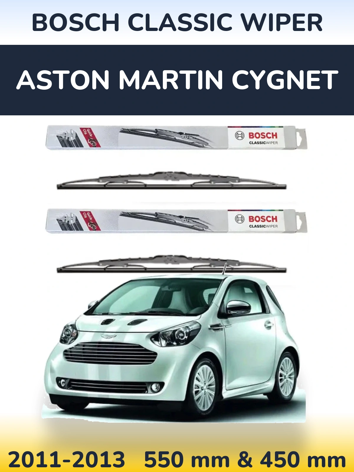Komplet przednich wycieraczek BOSCH Classic Wiper 550 & 450 mm do Aston Martin Cygnet 2011-2013