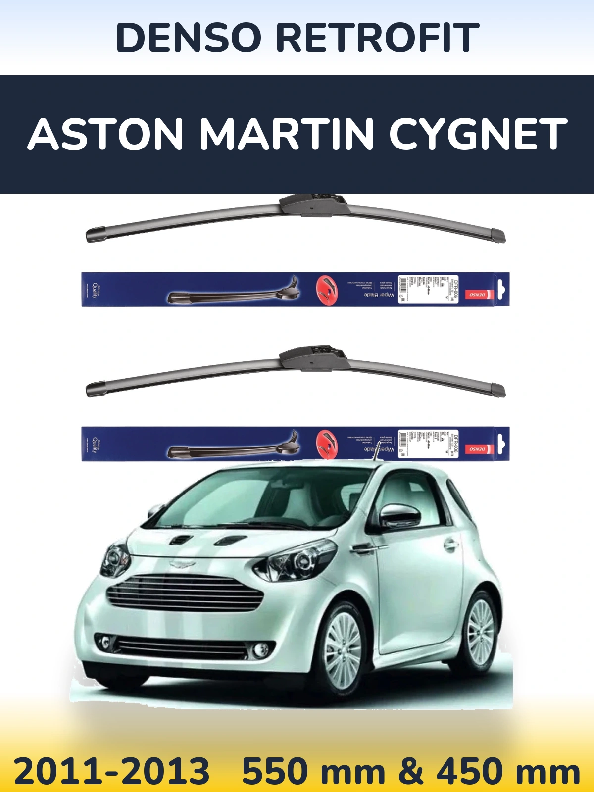 Комплект передних дворников Denso Retrofit 550 & 450 мм для Aston Martin Cygnet 2011-2013