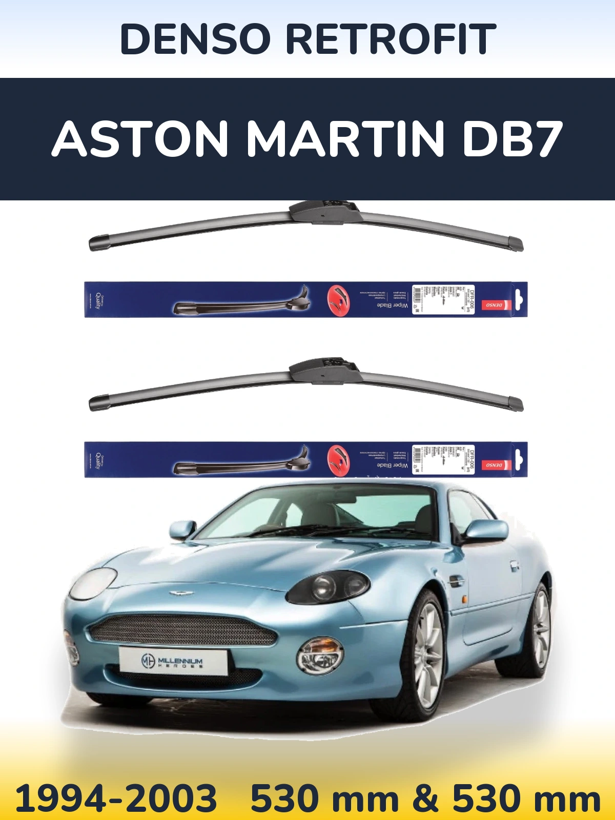 Komplet przednich wycieraczek Denso Retrofit 530 & 530 mm do Aston Martin DB7 1994-2003