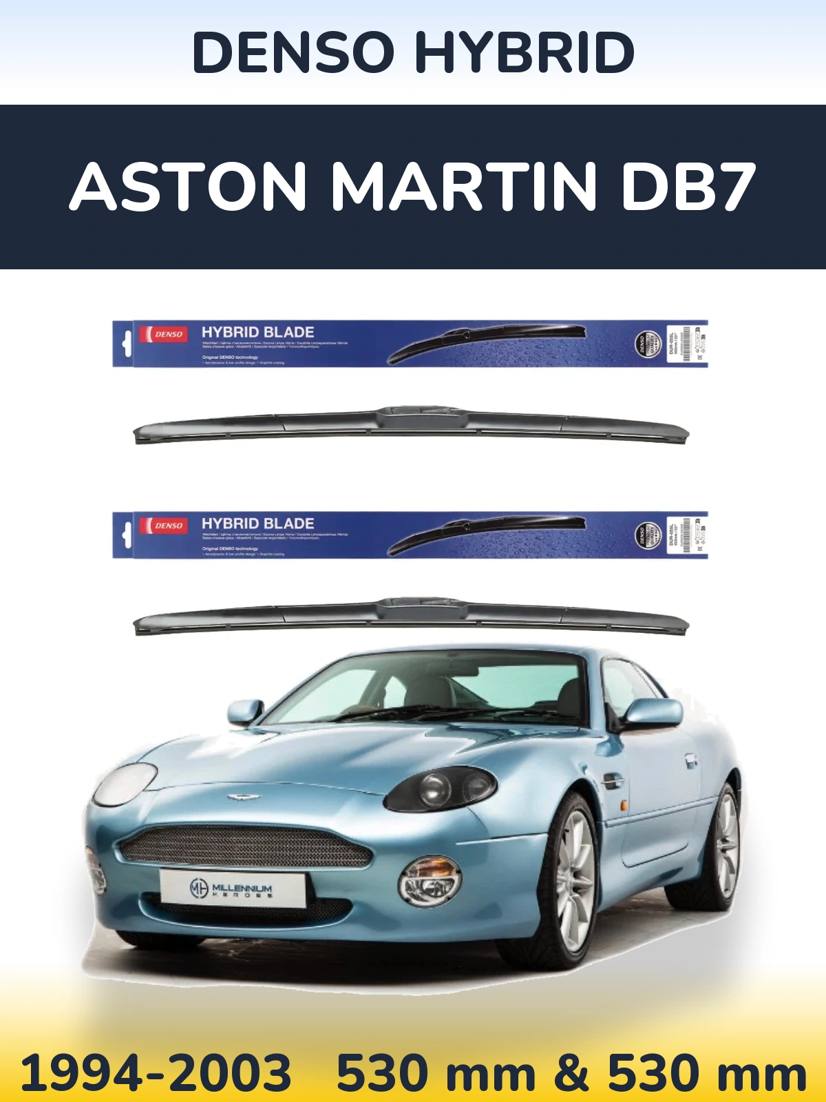 Комплект передних дворников Denso Hybrid 530 & 530 мм для Aston Martin DB7 1994-2003