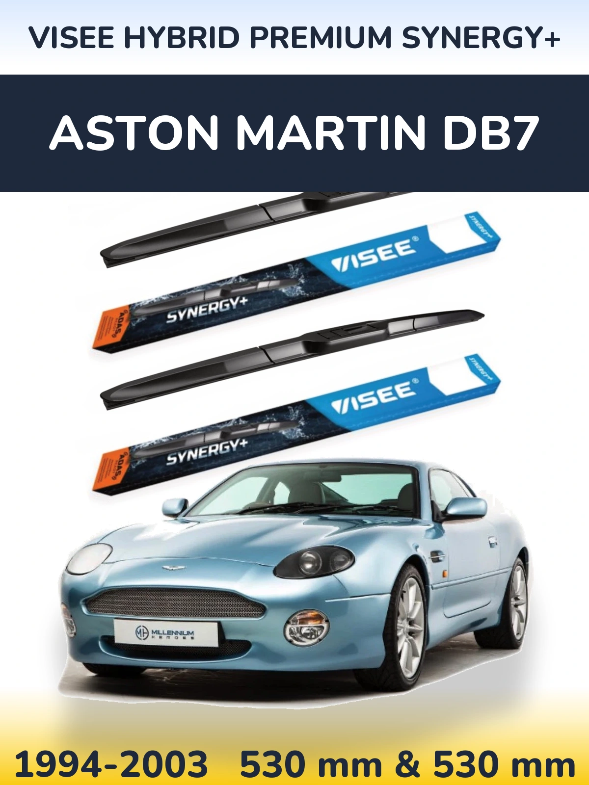 Komplet przednich wycieraczek VISEE HYBRID PREMIUM SYNERGY+ 530 & 530 mm do Aston Martin DB7 1994-2003